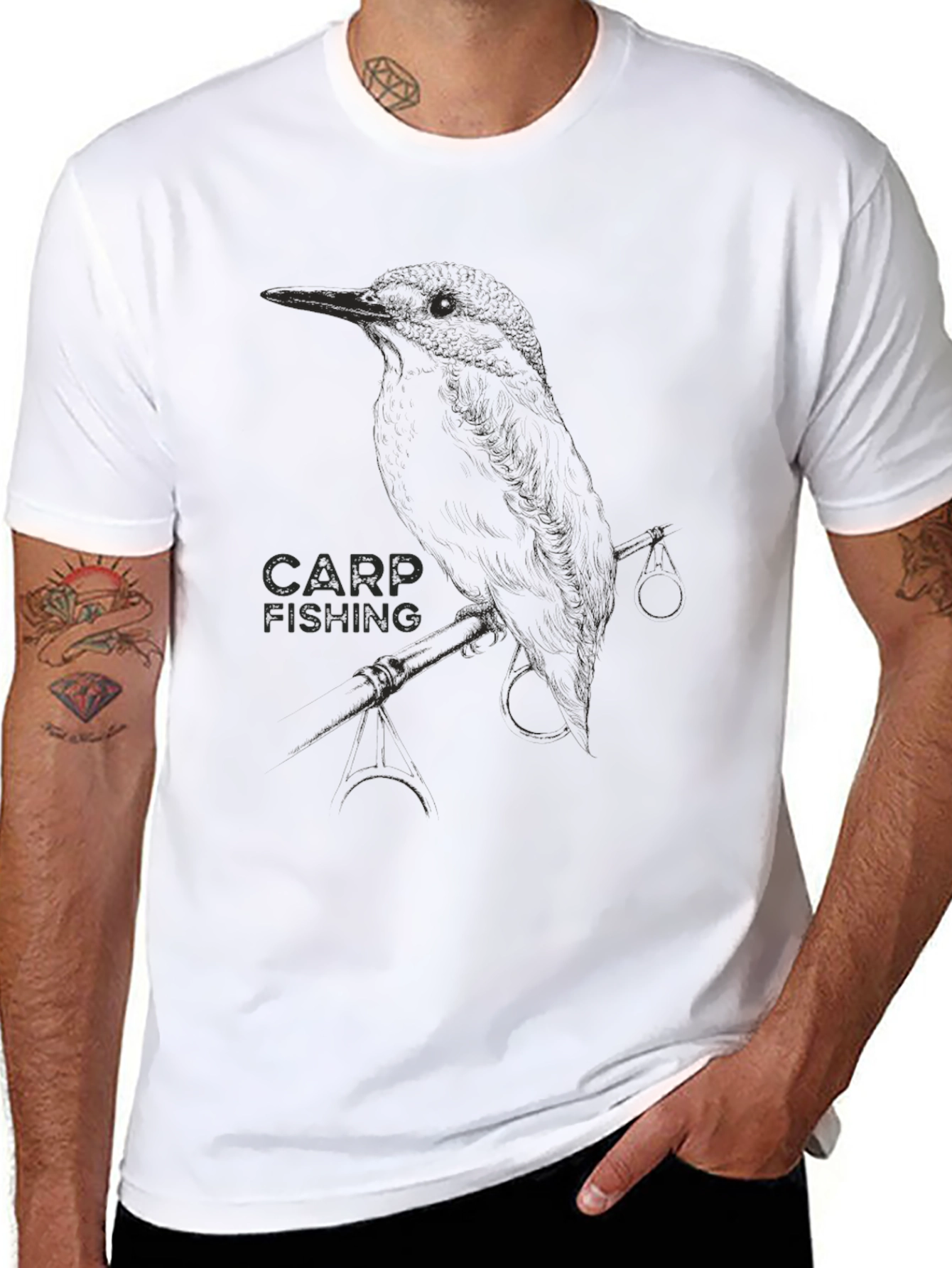 Black Carp Fishing Graphic T-Shirt - Black view 8