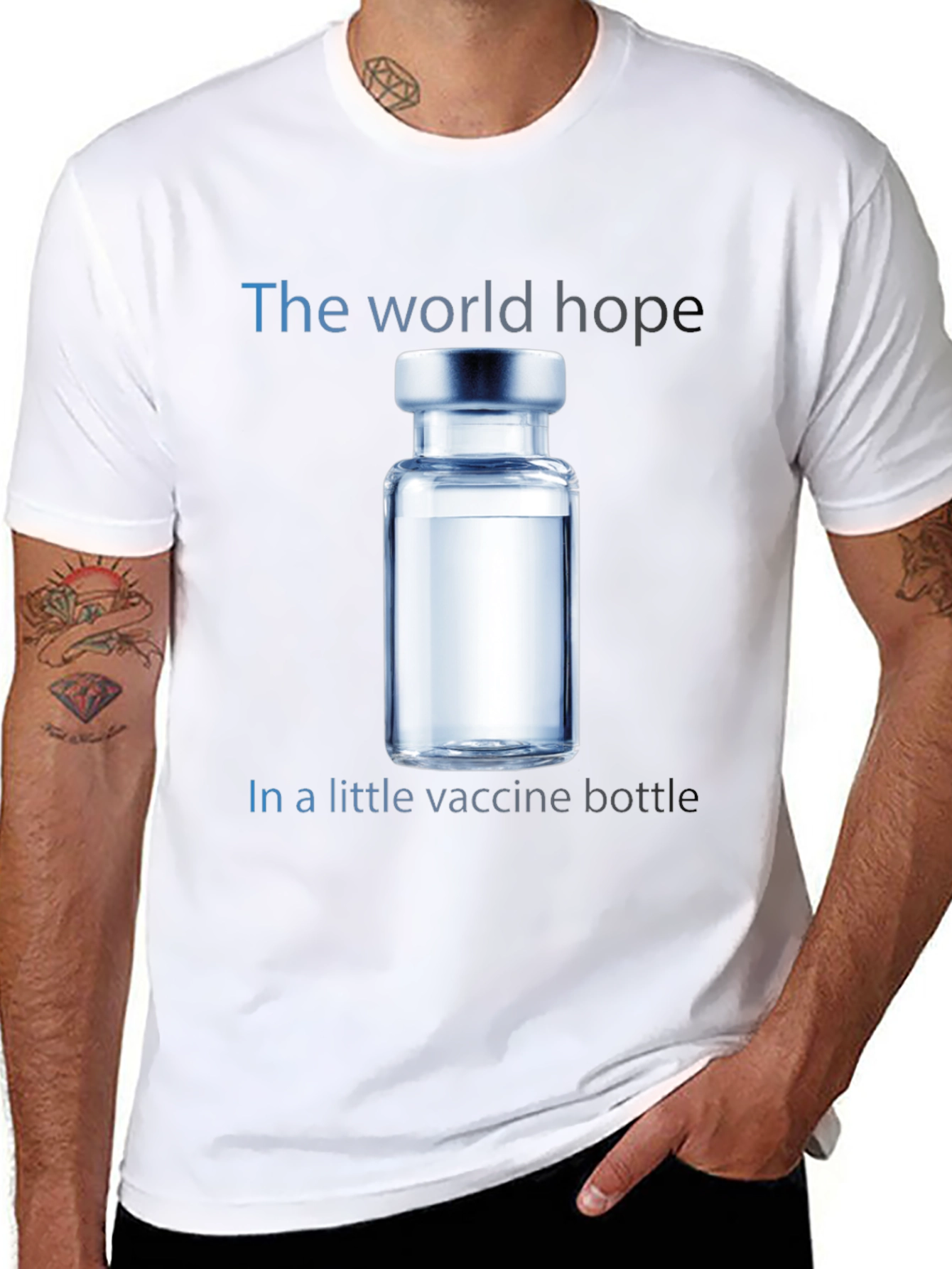 Black World Hope Vaccine T-Shirt - Unisex Cotton Tee view 8