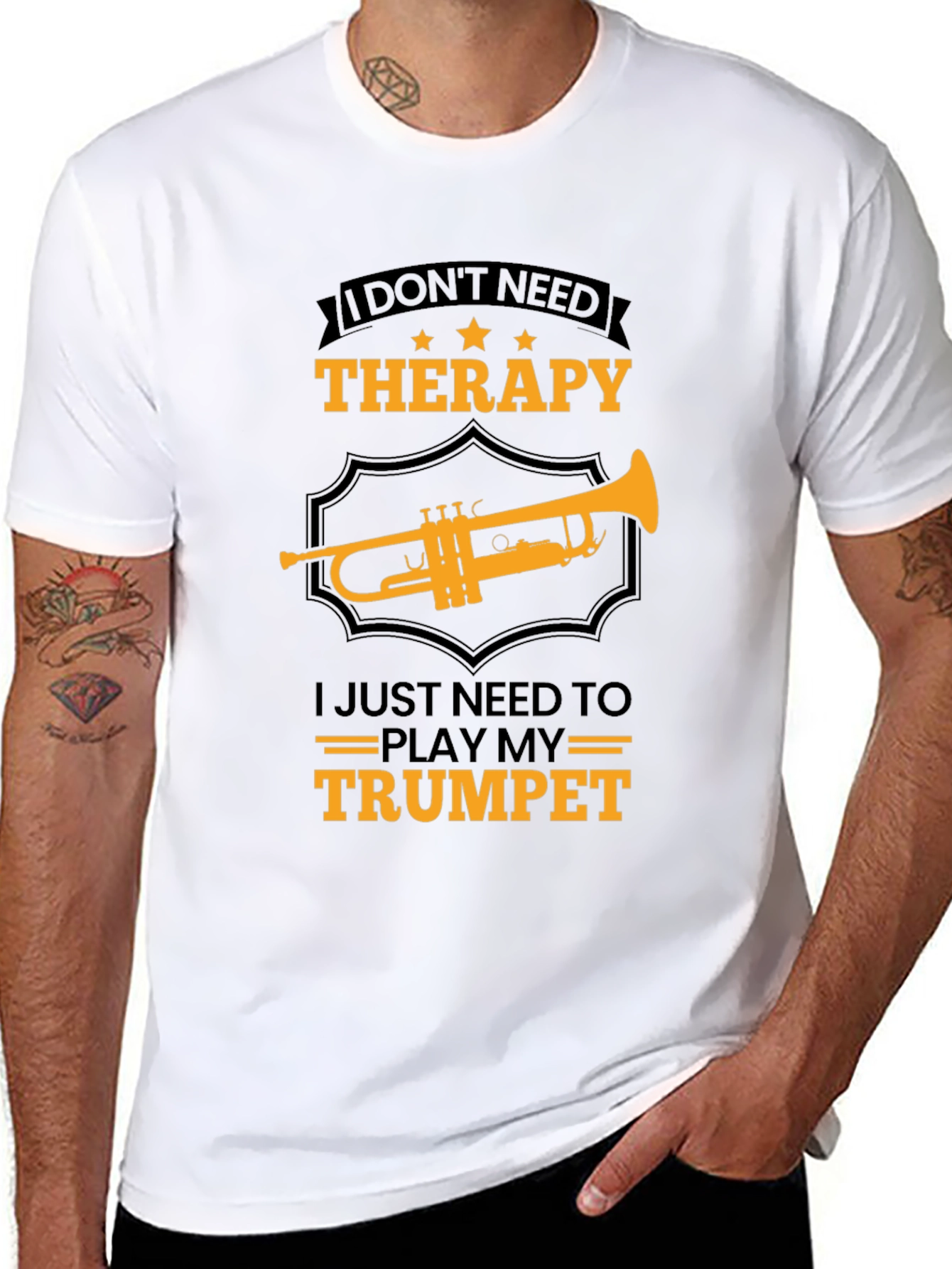 Black Therapy Trumpet T-Shirt view 8
