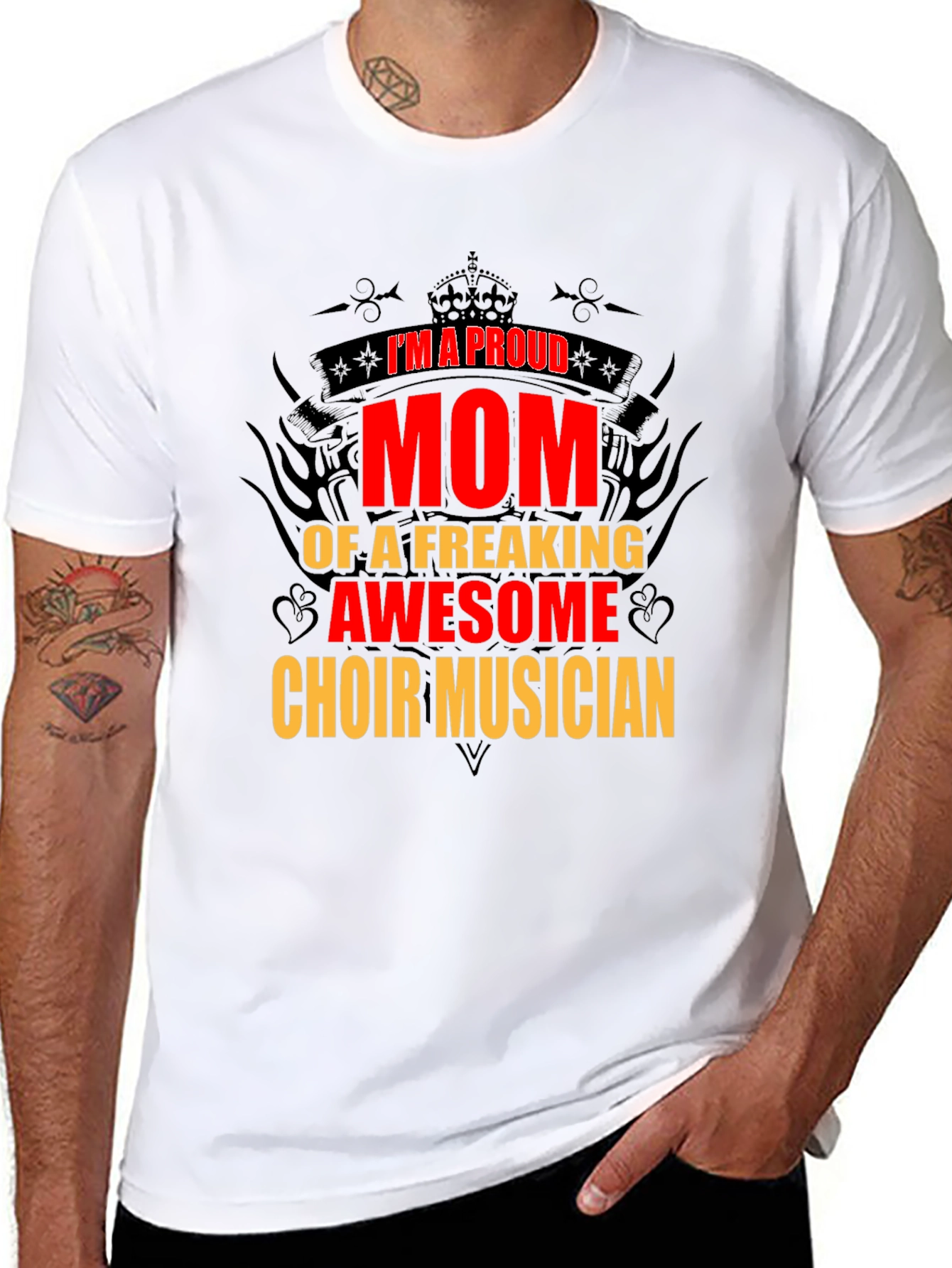 Black Proud Mom Choir Musician T-Shirt view 8
