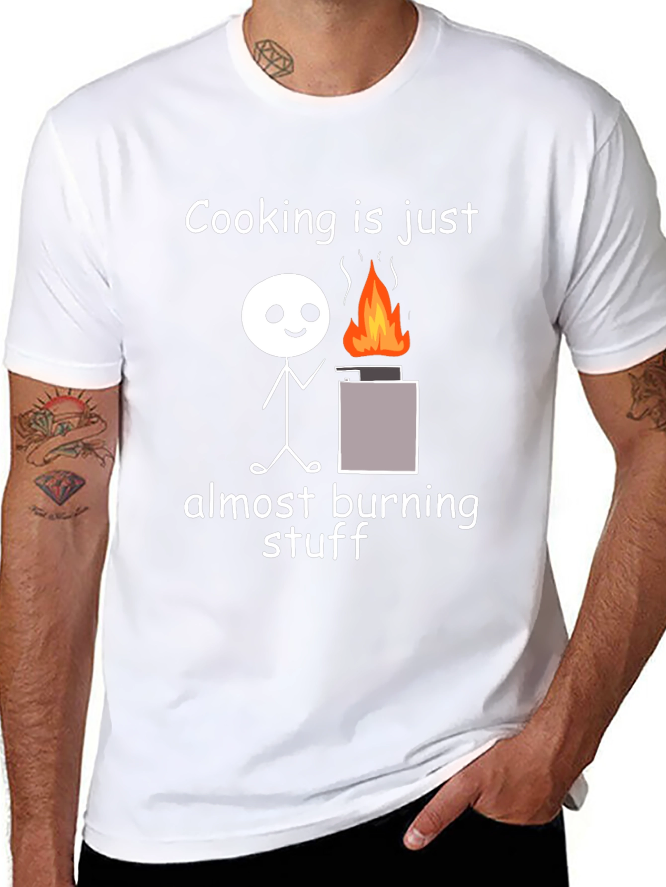 Black Funny Cooking Almost Burning Stuff T-Shirt view 8
