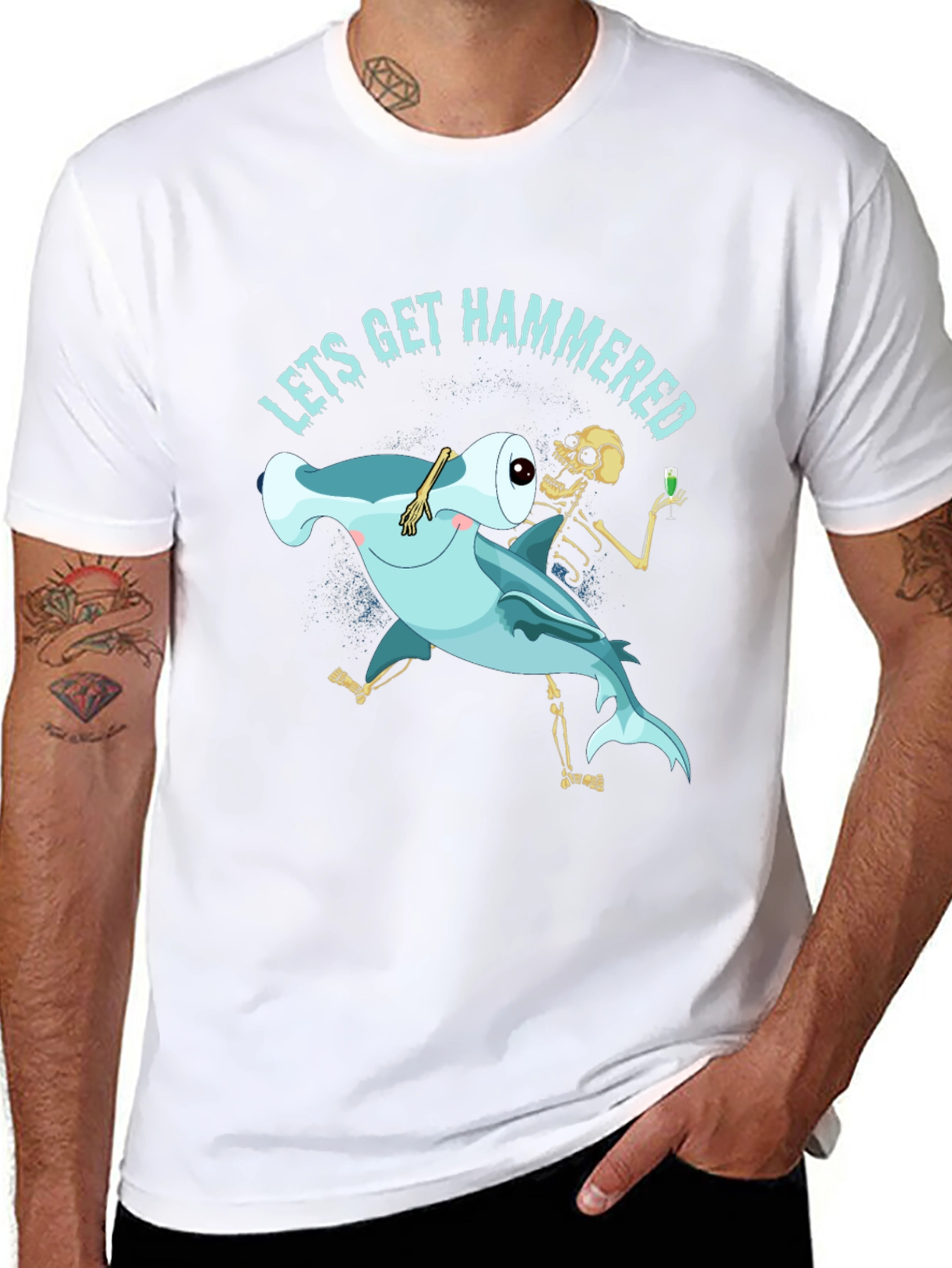 Black Lets Get Hammered Graphic Tee view 8