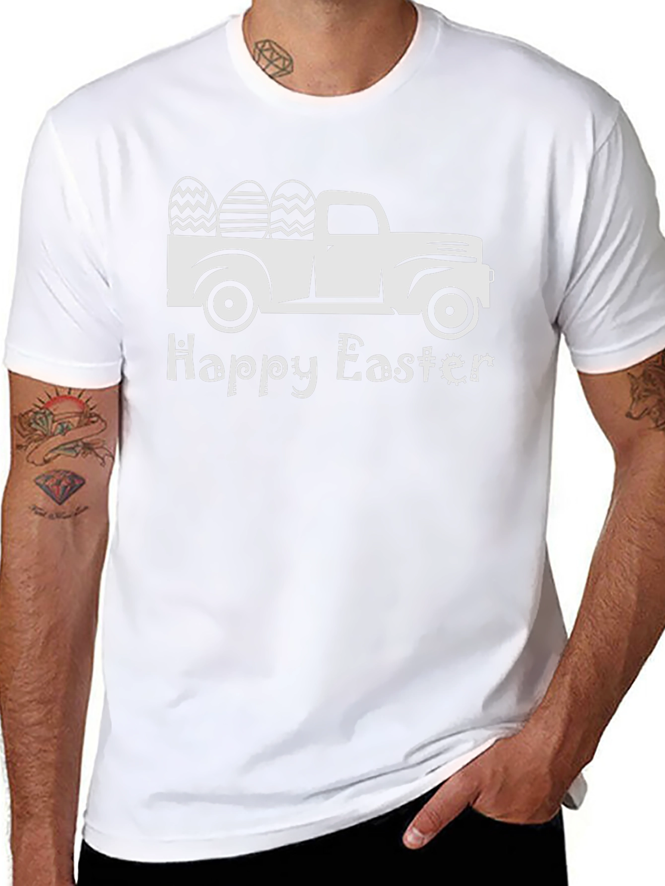 Camiseta Negra Happy Easter con Camioneta y Huevos