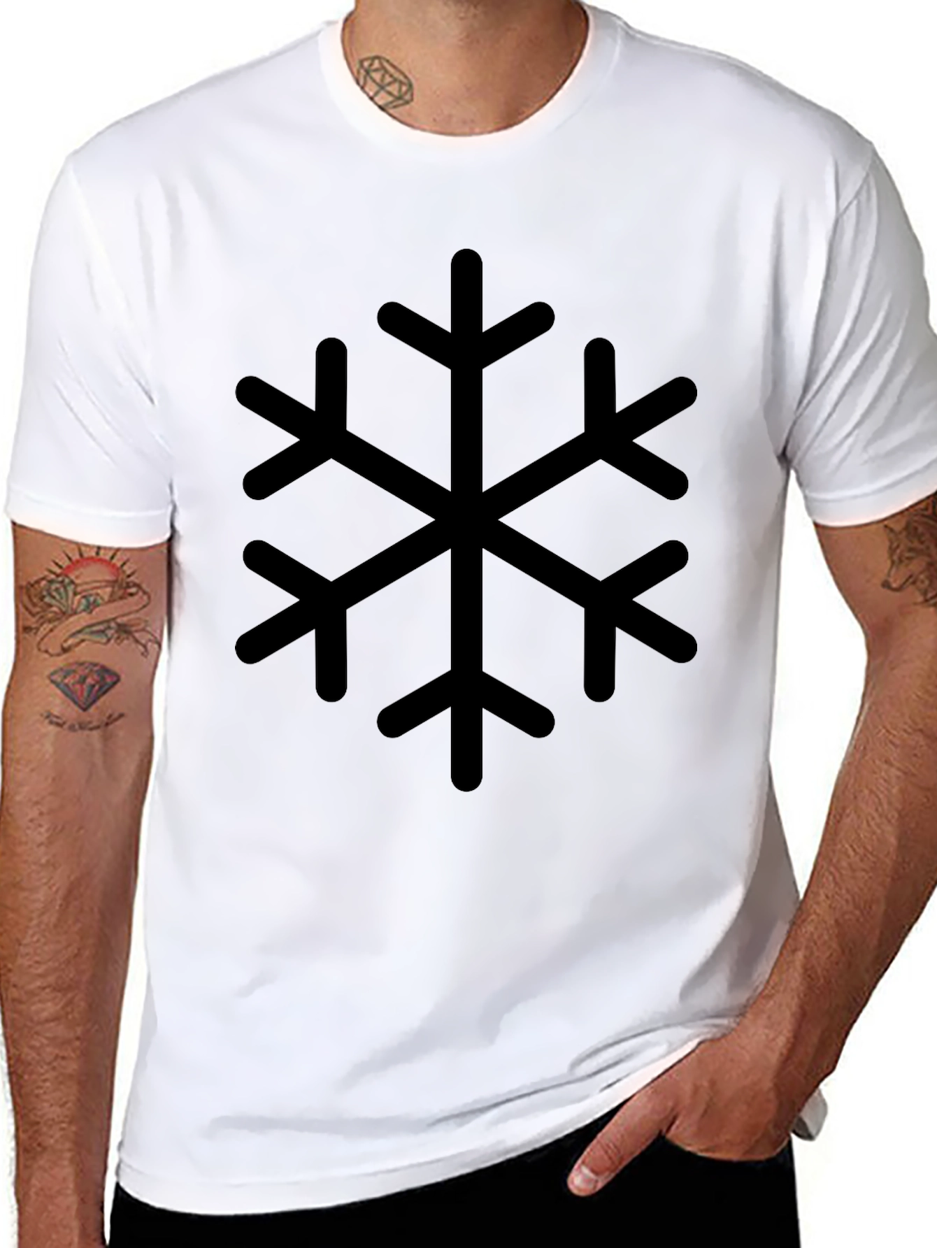 Black Snowflake Graphic Black T-Shirt view 8