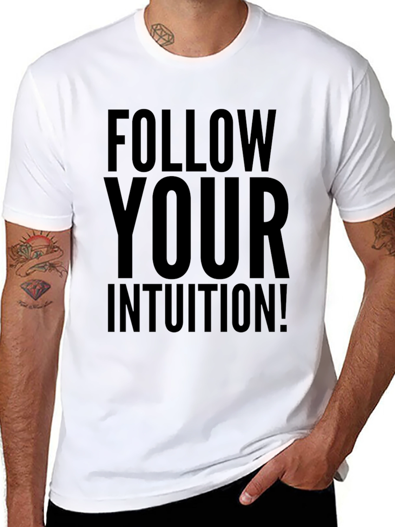 Black Follow Your Intuition T-Shirt - Motivational Graphic Tee view 8