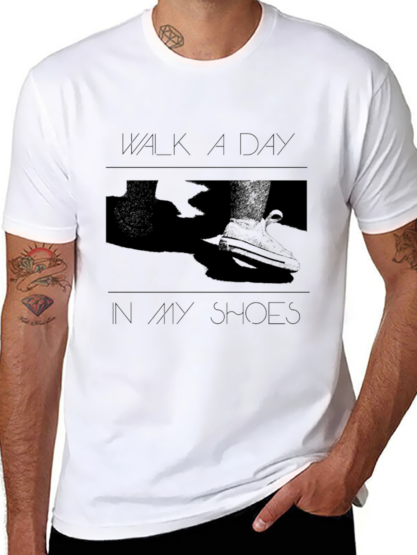 Black Walk A Day In My Shoes Graphic Tee view 8