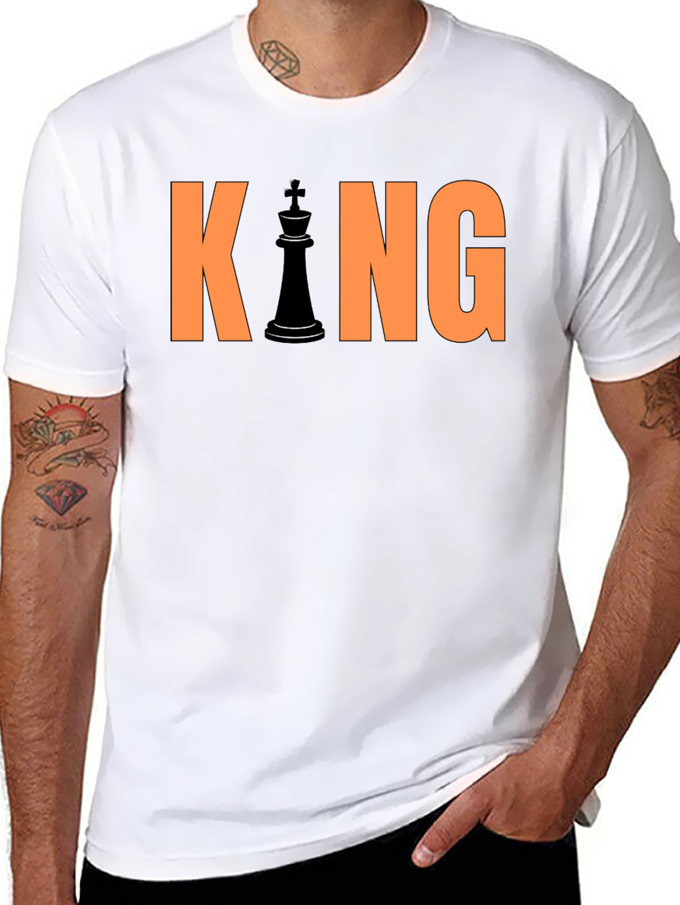 Black King Chess Piece Graphic T-Shirt - Black view 8