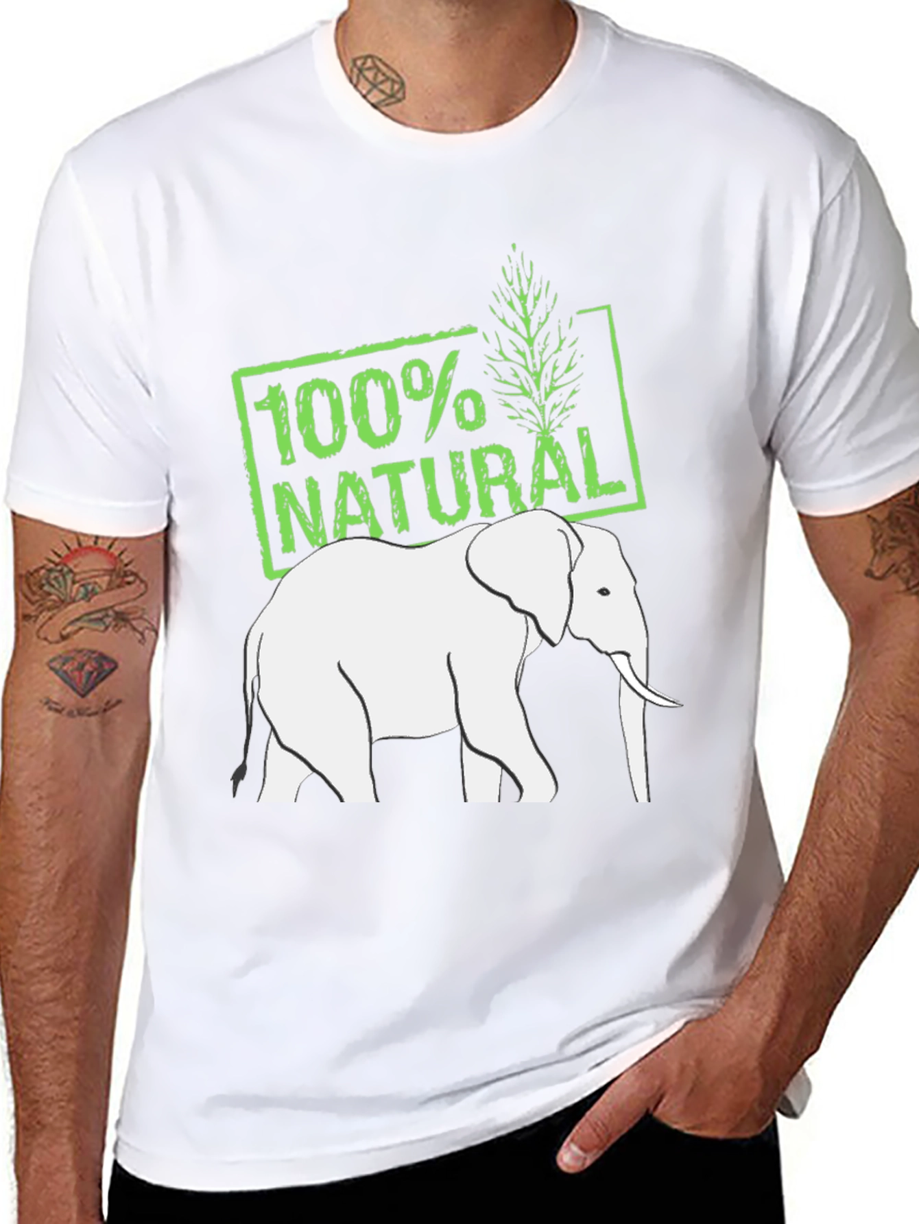 Black 100% Natural Elephant T-Shirt view 8