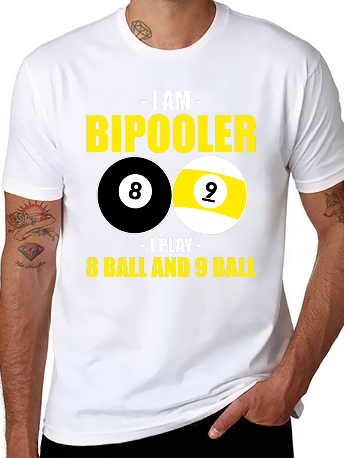Black Bipooler 8 Ball & 9 Ball Graphic T-Shirt view 8