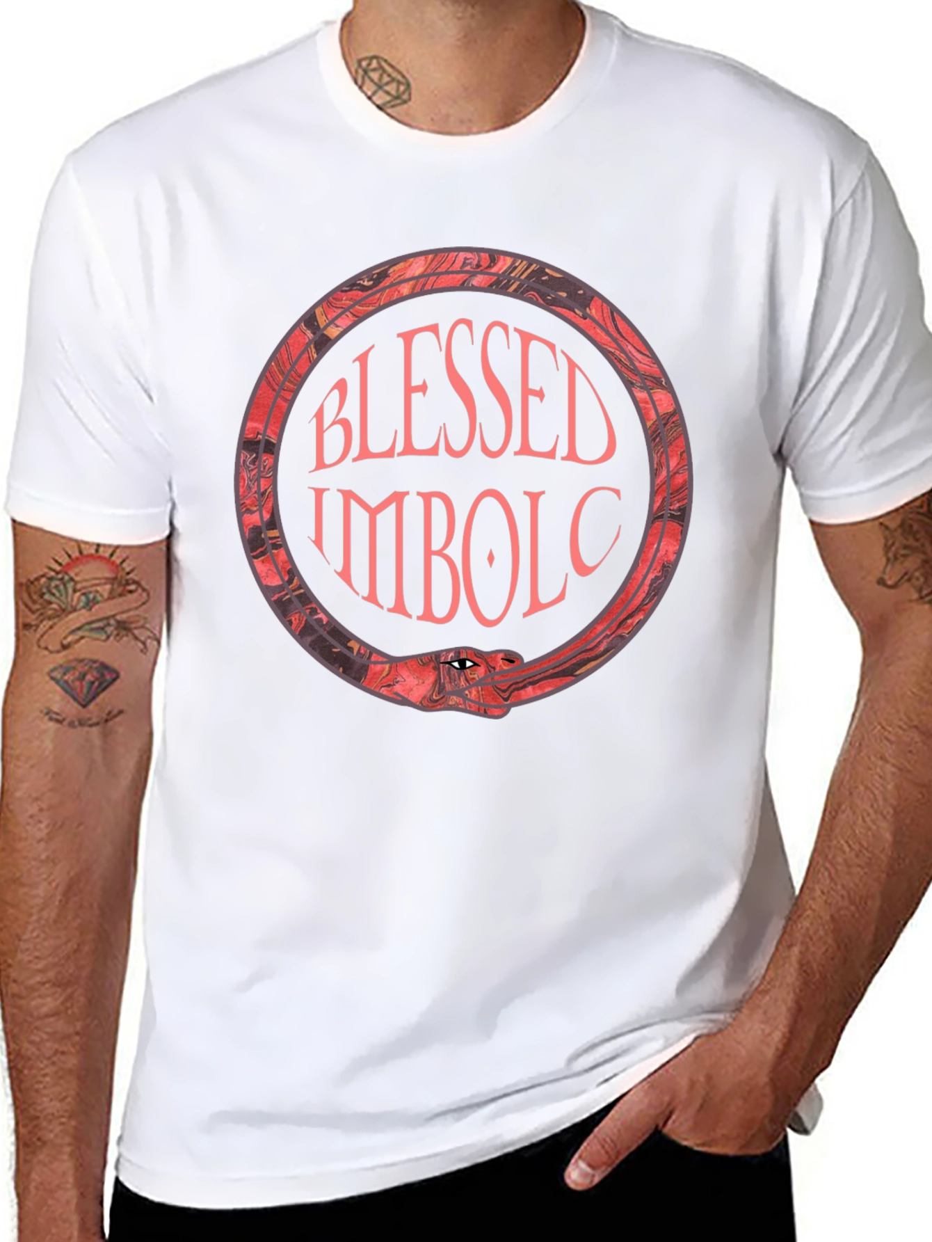 Blessed Imbolc Ouroboros T-Shirt - Pagan Snake - 8