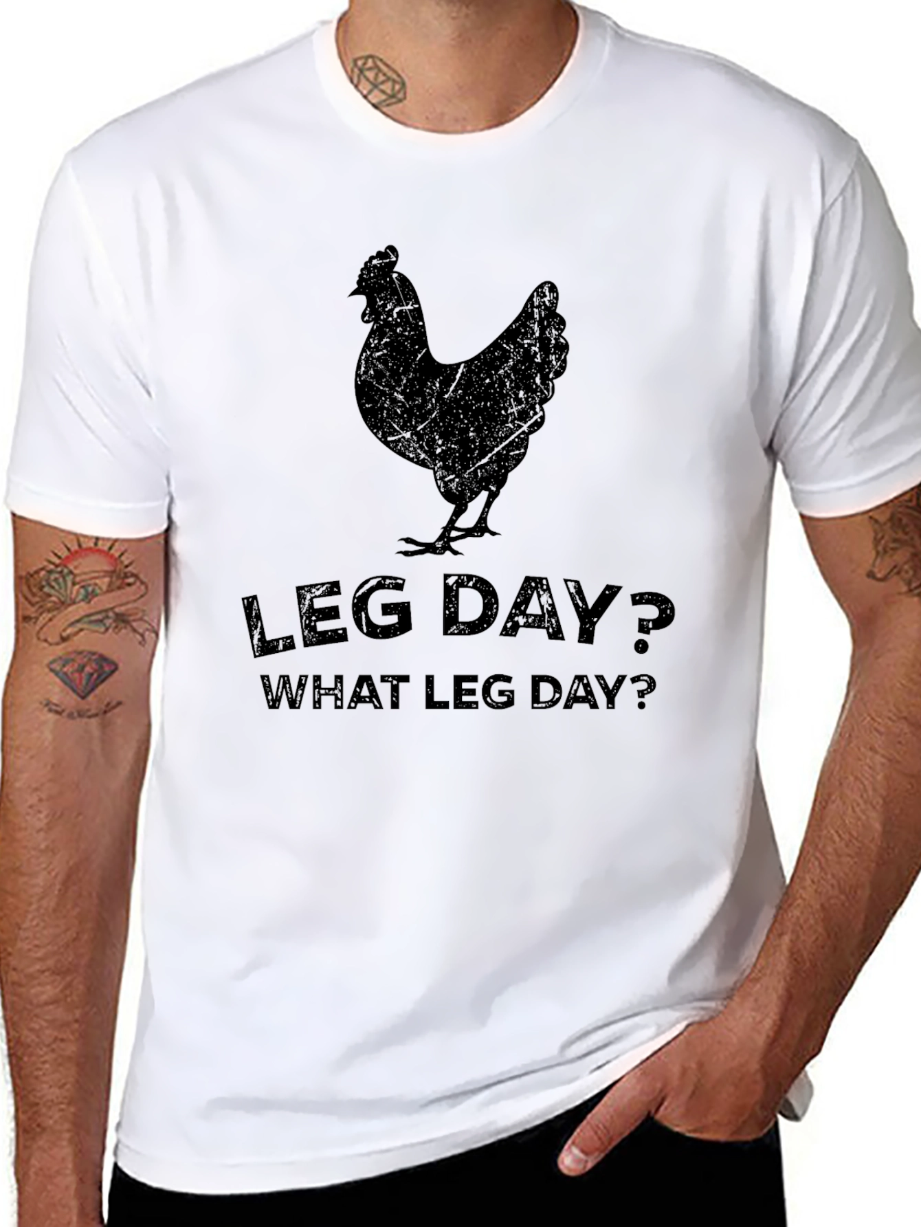 Black Leg Day Chicken T-Shirt - Funny Workout Tee view 8