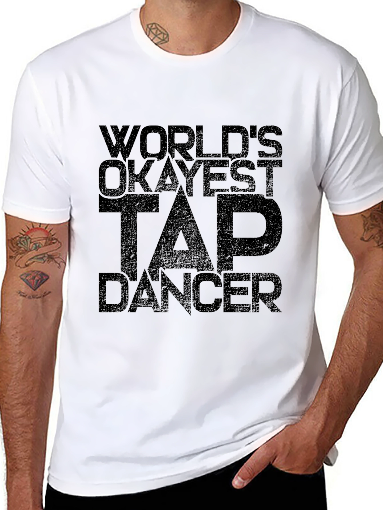 Black World's Okayest Tap Dancer Black T-Shirt view 8