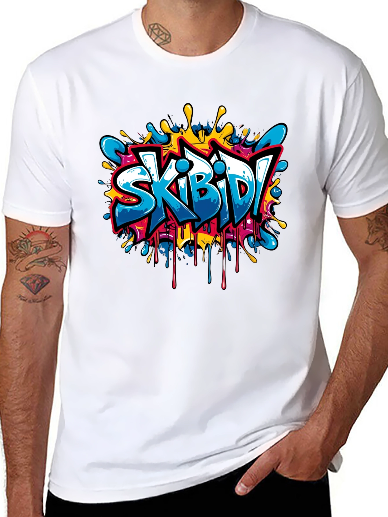 Black Skibidi Graffiti Style Black T-Shirt view 8