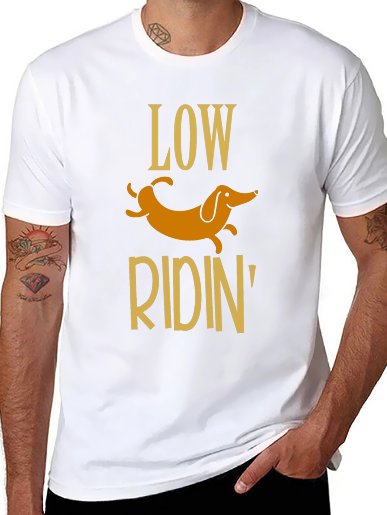 Black Low Ridin' Dachshund Dog T-Shirt view 8