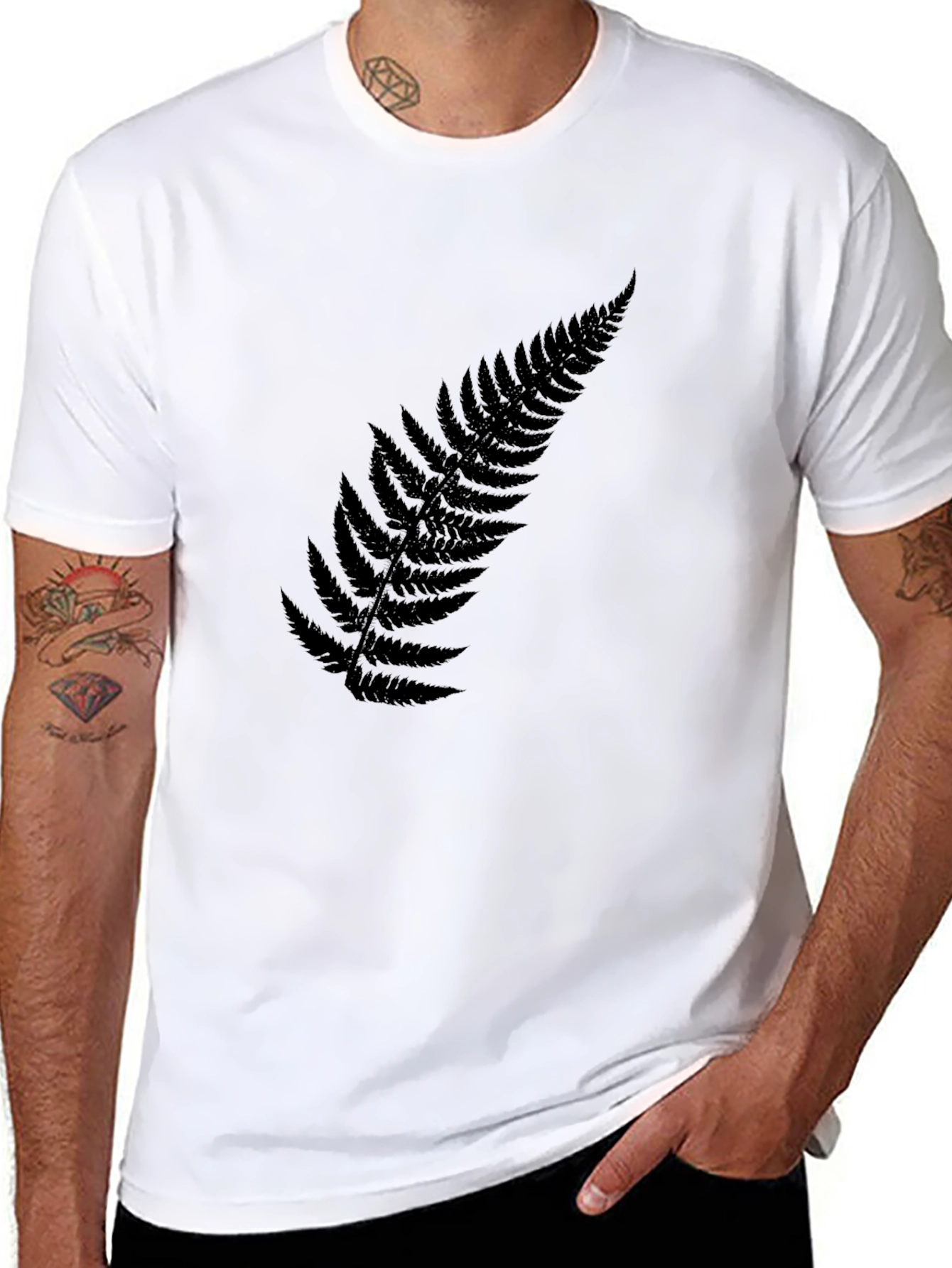 Black Black Fern Leaf T-Shirt - Casual Style view 8
