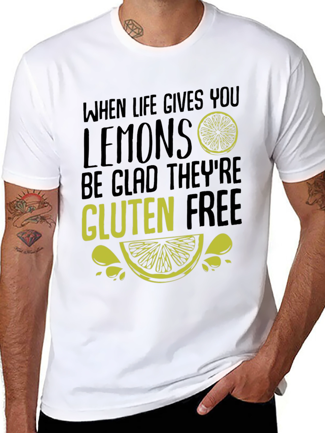 Black Funny Gluten-Free Lemon Graphic Tee view 8