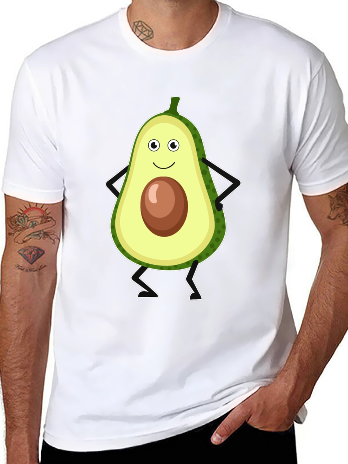 Black Cute Avocado Character T-Shirt - Black view 8