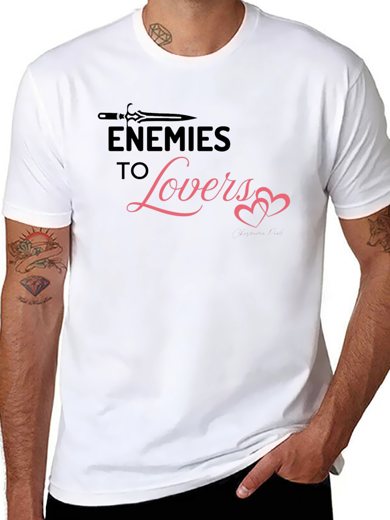 Black Enemies to Lovers Graphic Tee - Black Cotton Blend Shirt view 8