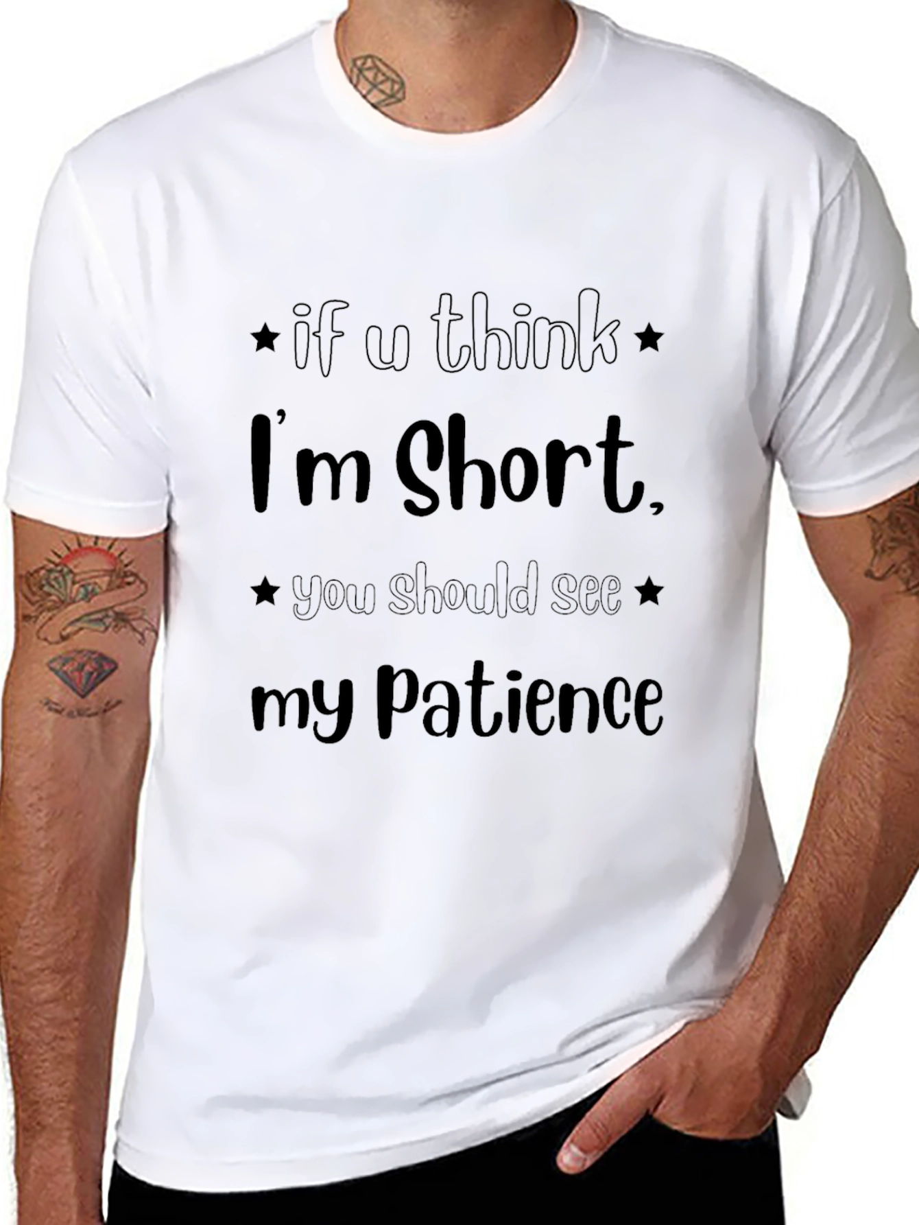 Black Humorous Short Patience Black T-Shirt view 8