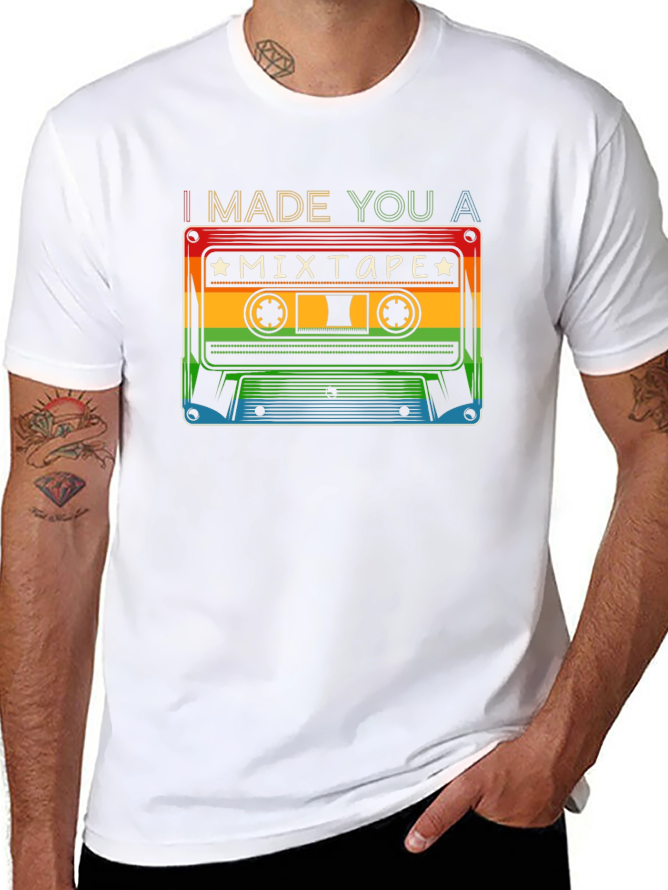Black I Made You A Mixtape T-Shirt - Retro Cassette Design view 8