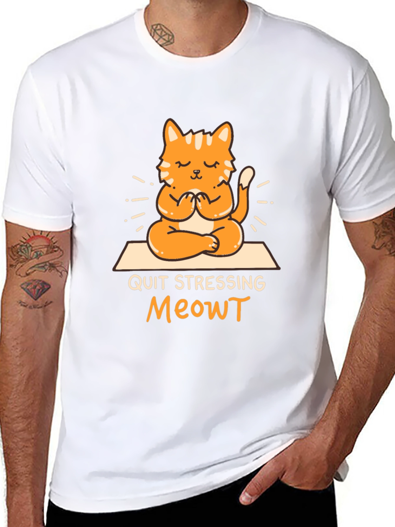 Black Quit Stressing Meowt T-Shirt view 8