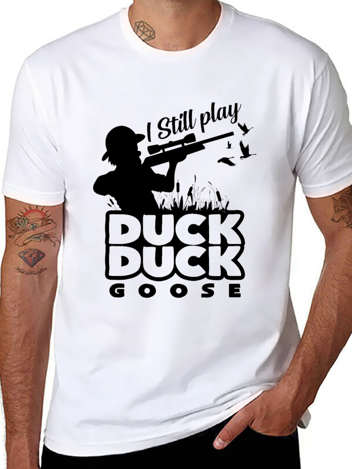 Black Duck Duck Goose T-Shirt - Hunting Humor Tee view 8