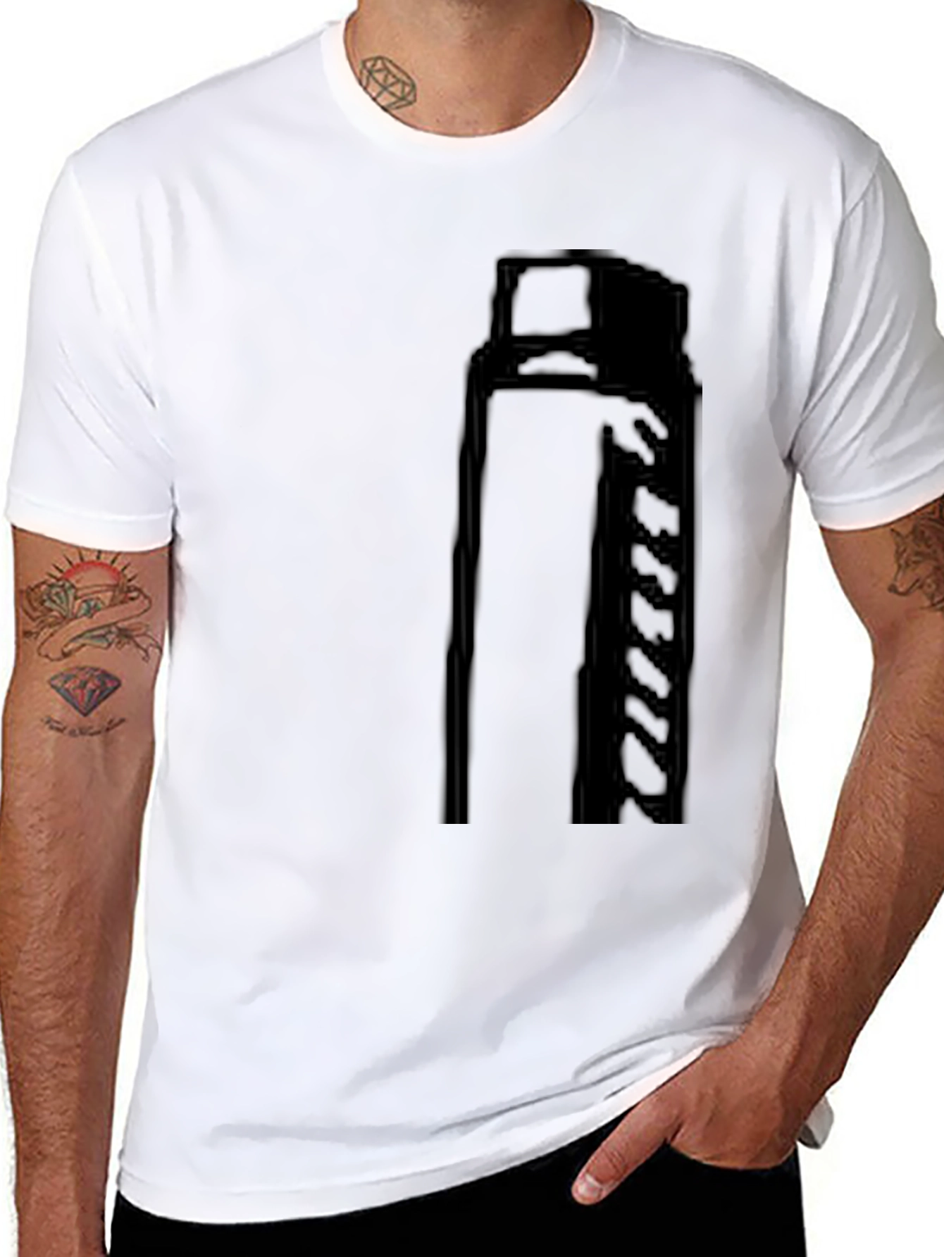 Black Men's Black Casual Graphic T-Shirt view 8