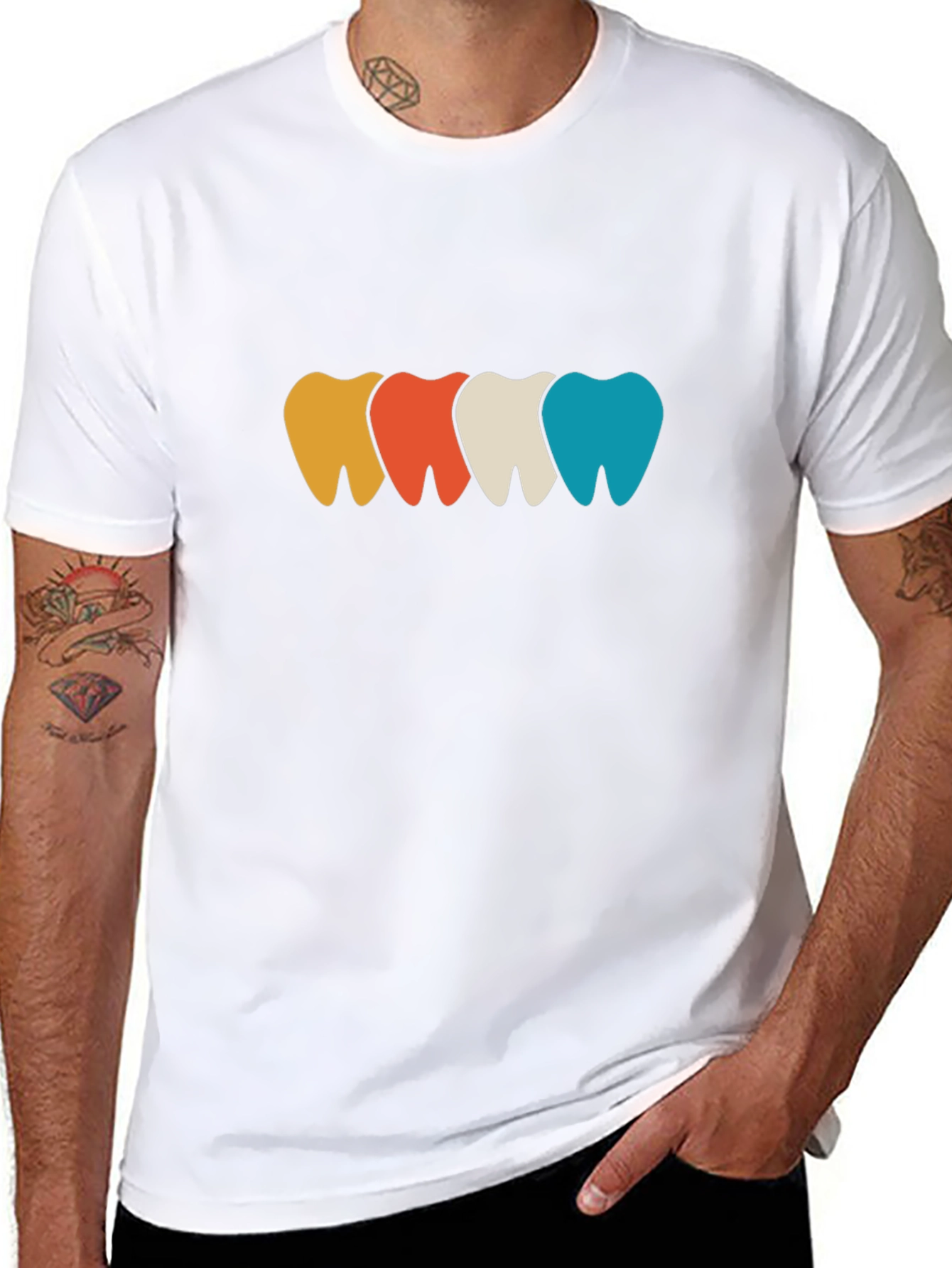 Black Colorful Teeth Graphic Tee - Dentist Fashion view 8