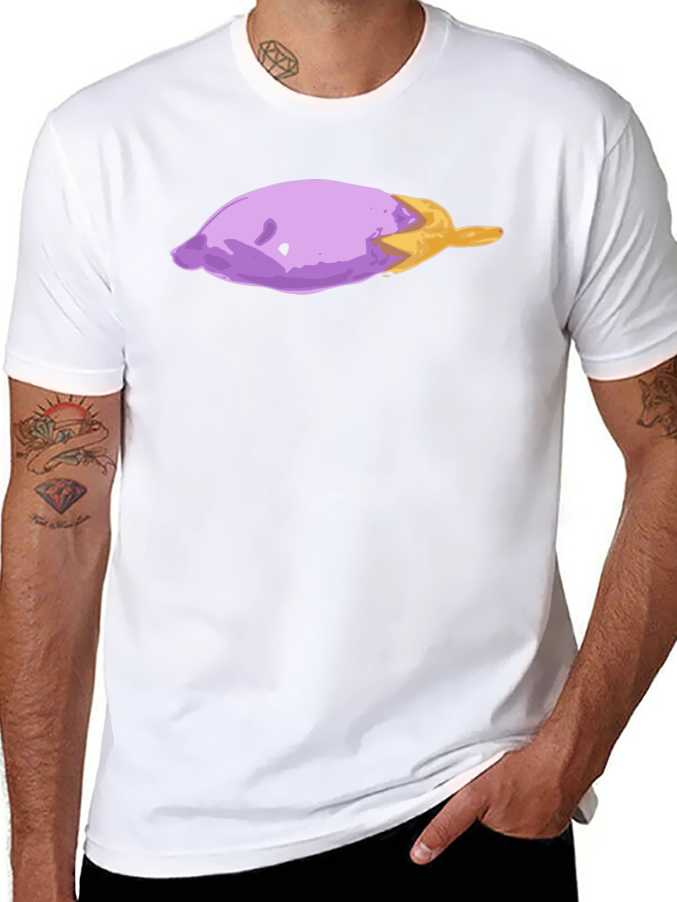 Eggplant Art Graphic T-Shirt - Casual Black Tee - 8