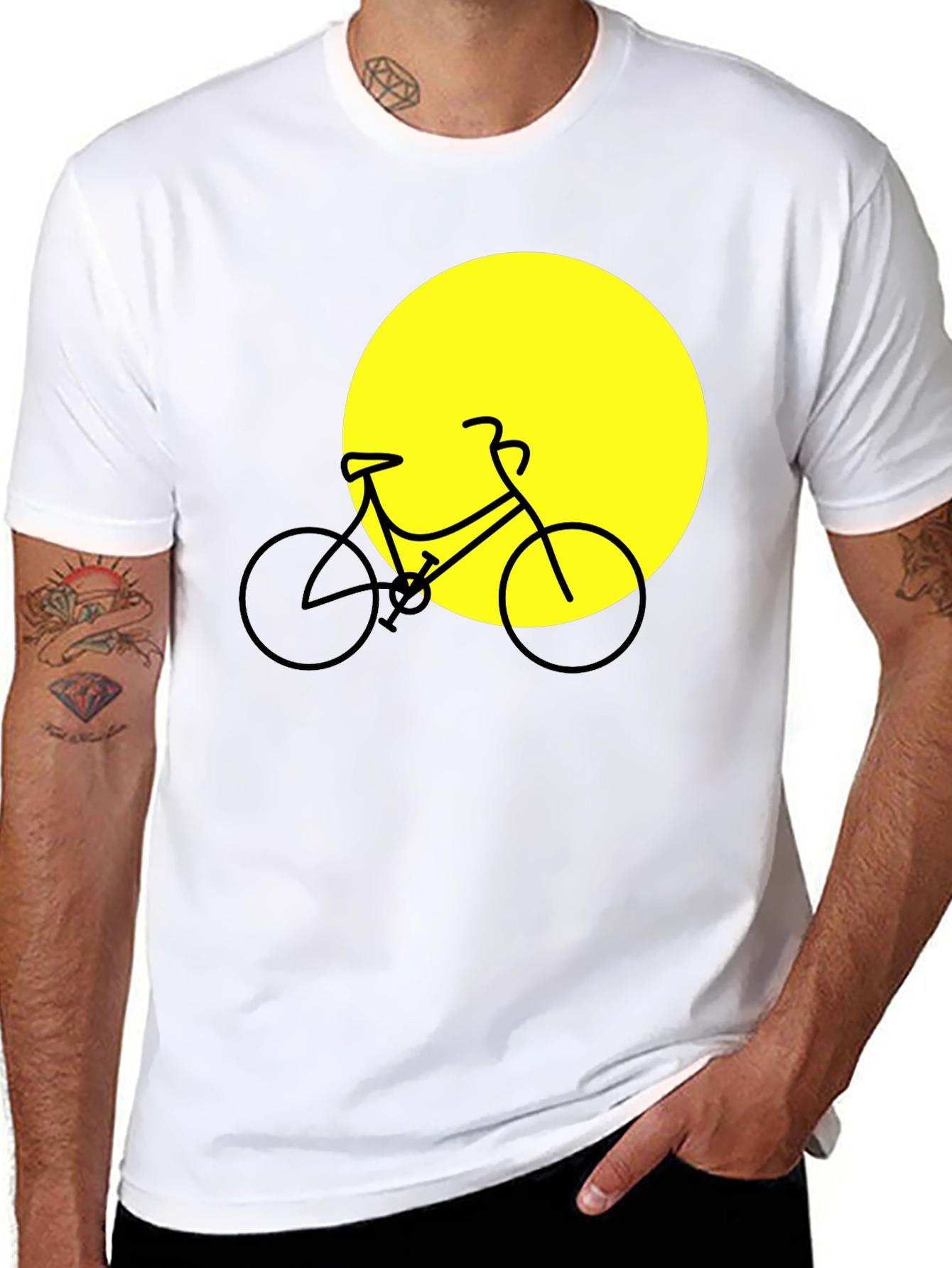 Black Bike Silhouette Graphic Tee - Black Cotton Blend view 8