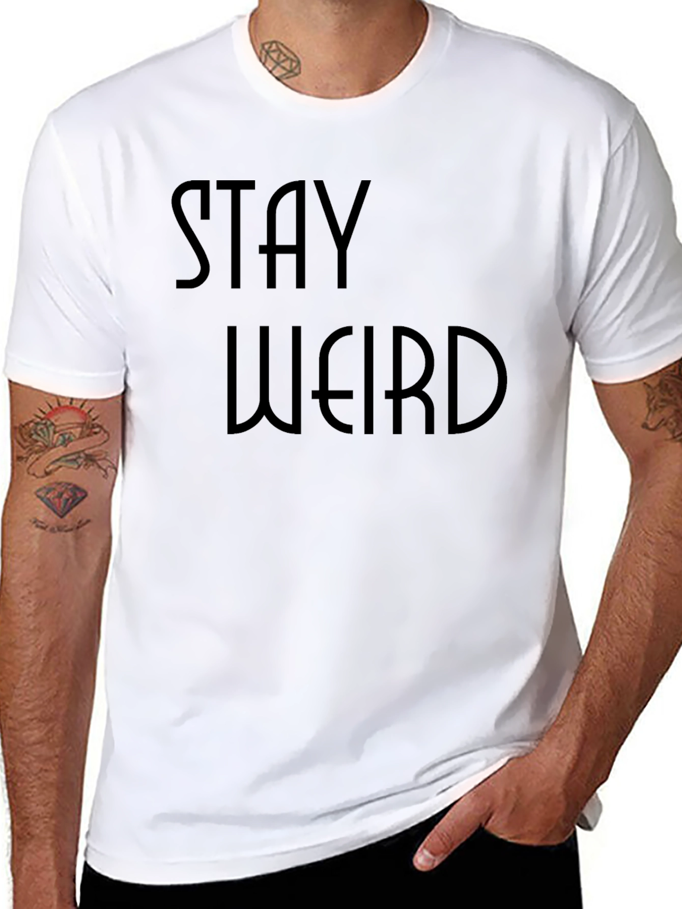 Black Stay Weird Graphic Tee - Black Unisex T-Shirt view 8