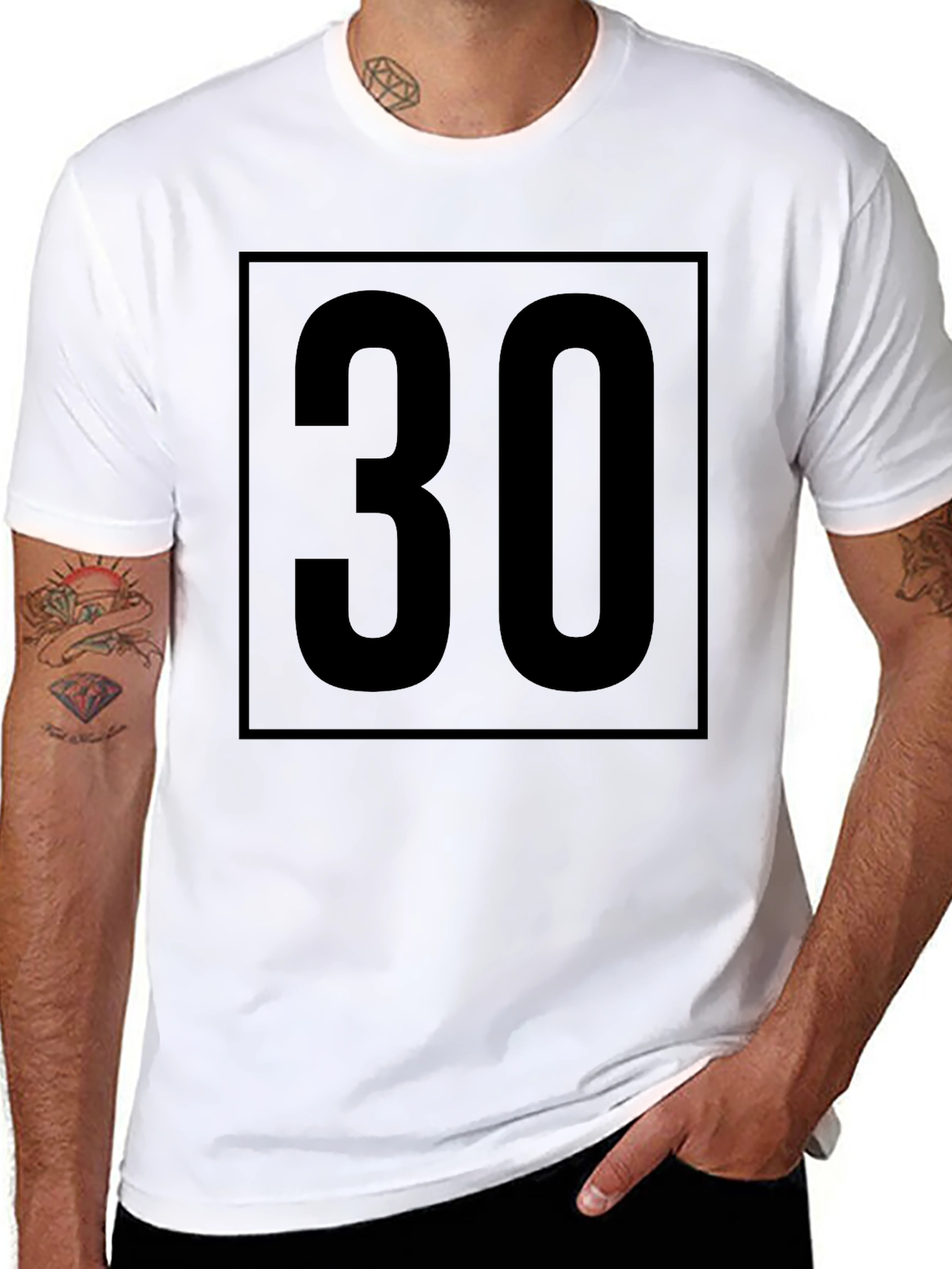 Black Bold 30 Graphic Tee - Modern Birthday Shirt view 8