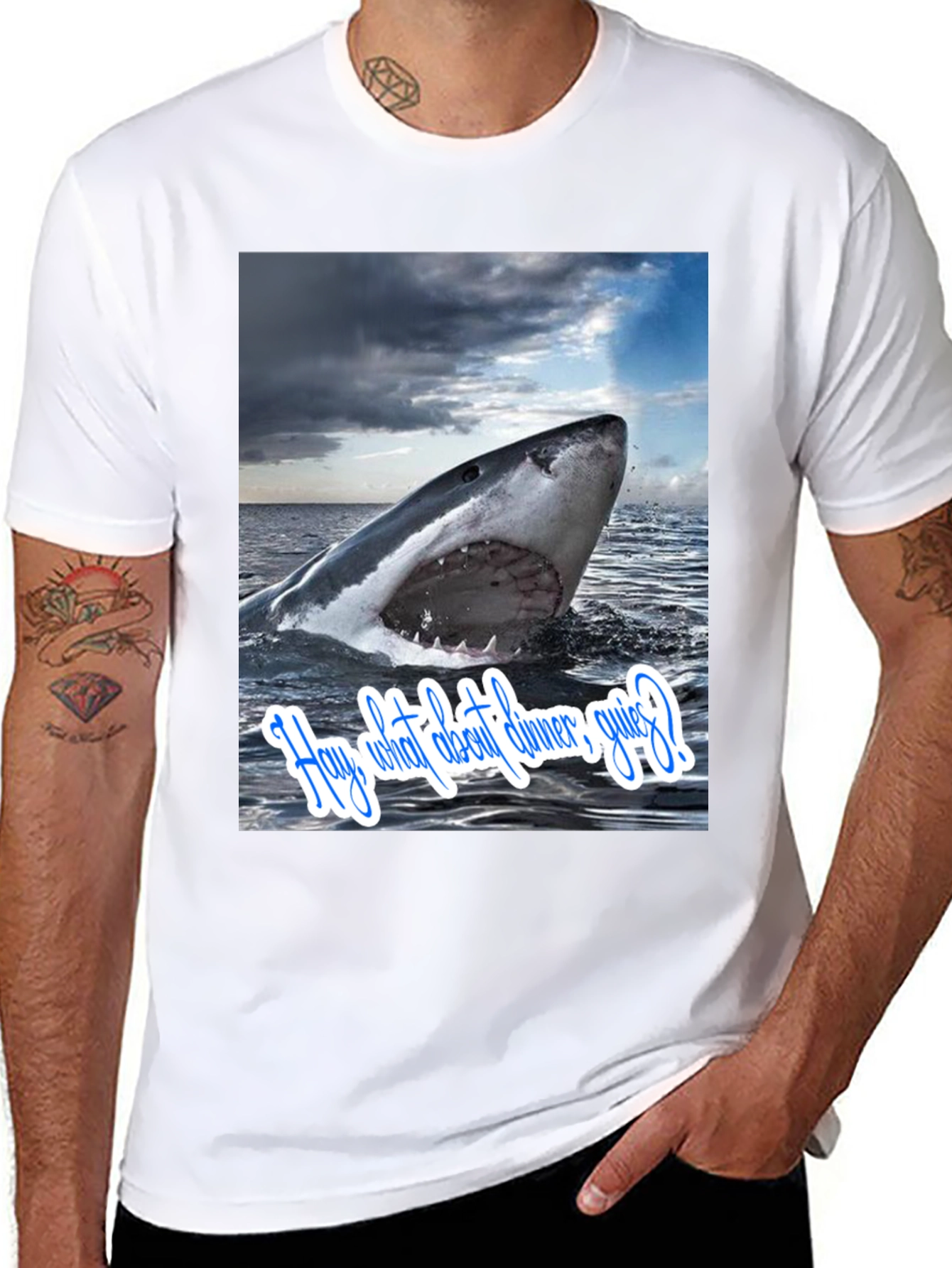Black Shark Dinner T-Shirt - Funny Ocean Lover Tee view 8