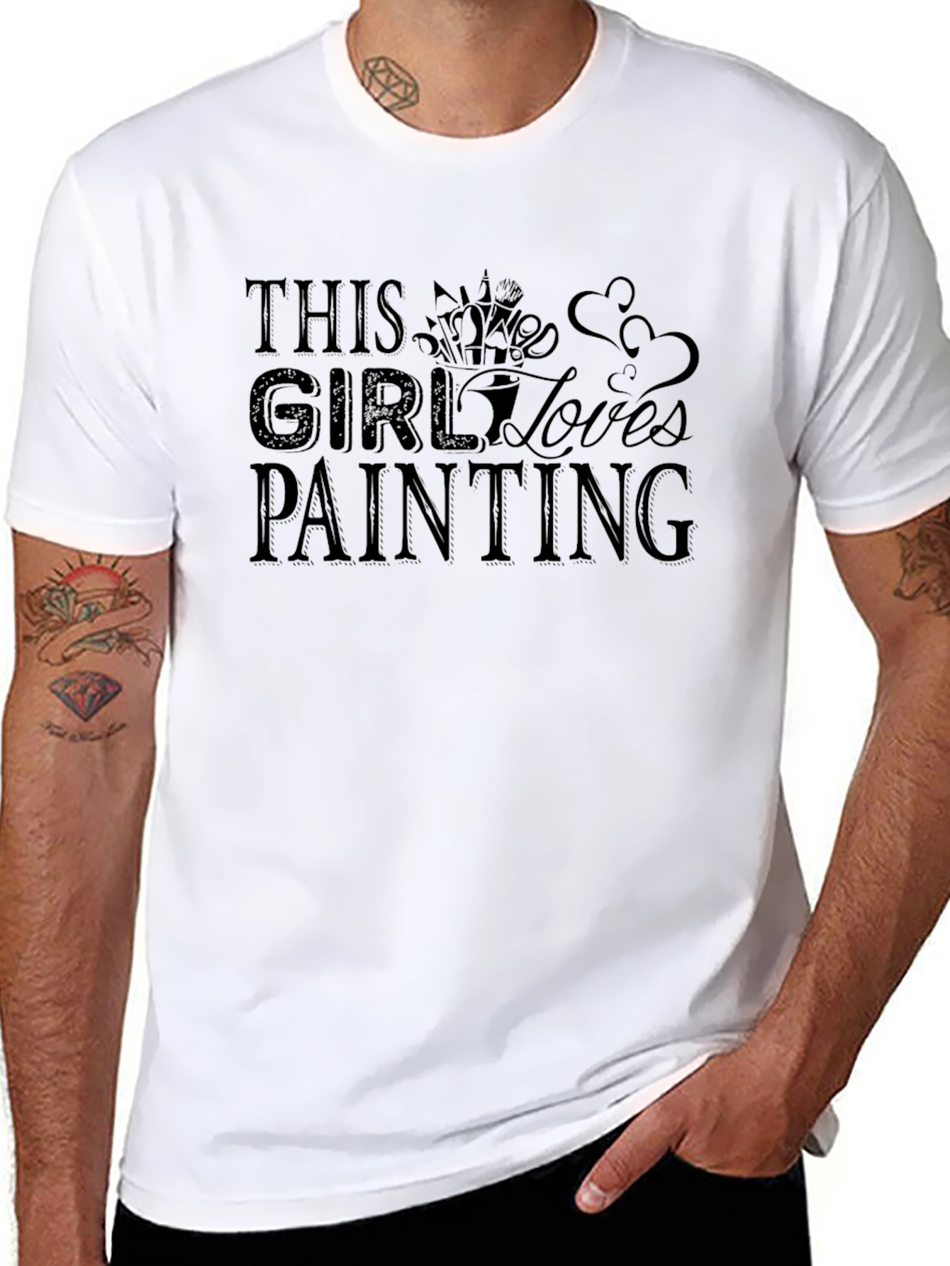 Black This Girl Loves Painting Black Graphic Tee view 8