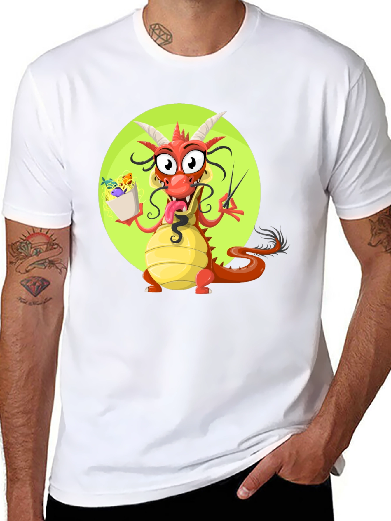 Black Funny Dragon Ramen T-Shirt view 8