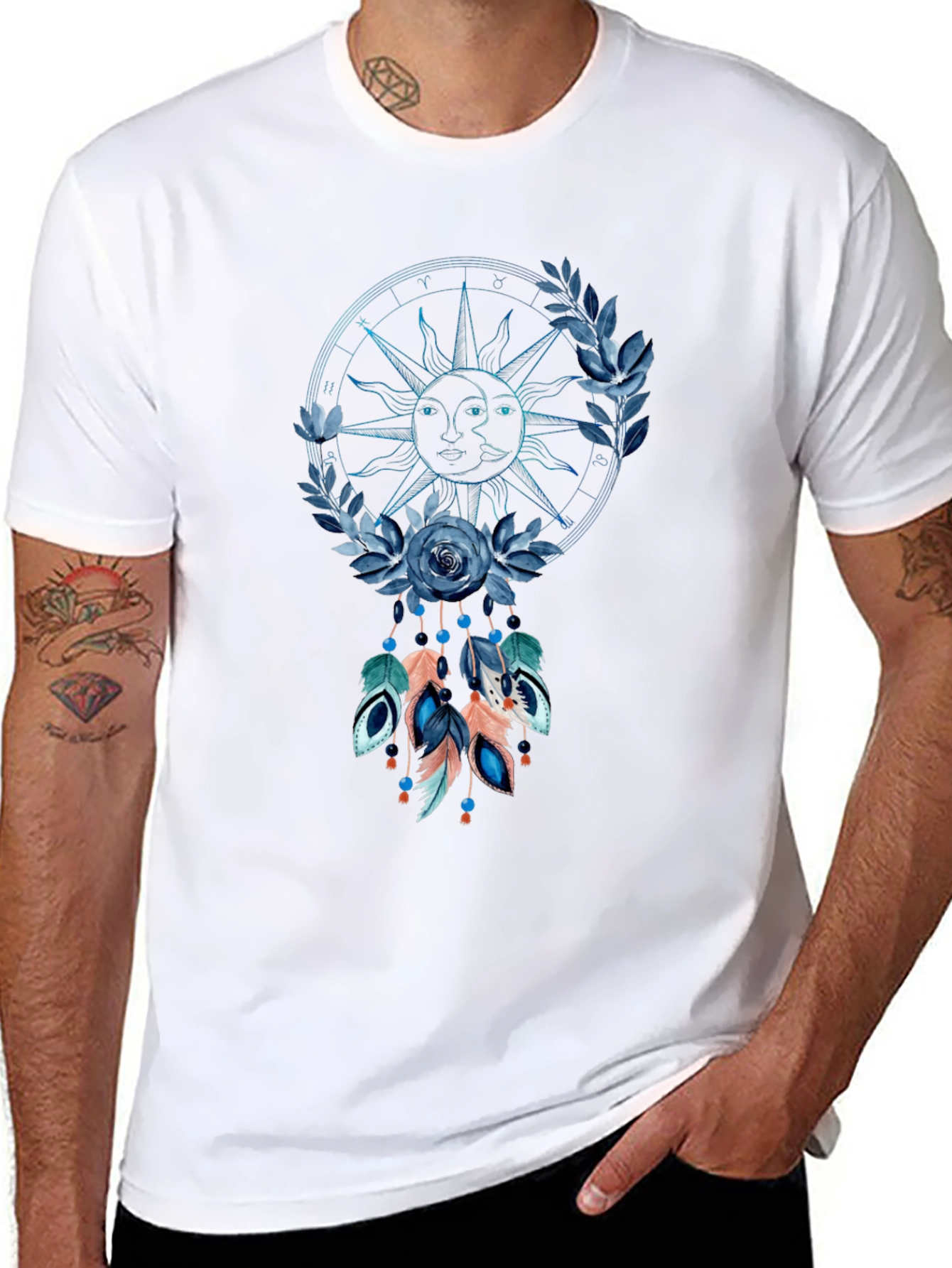 Black Celestial Dreamcatcher Graphic Tee - Unisex view 8