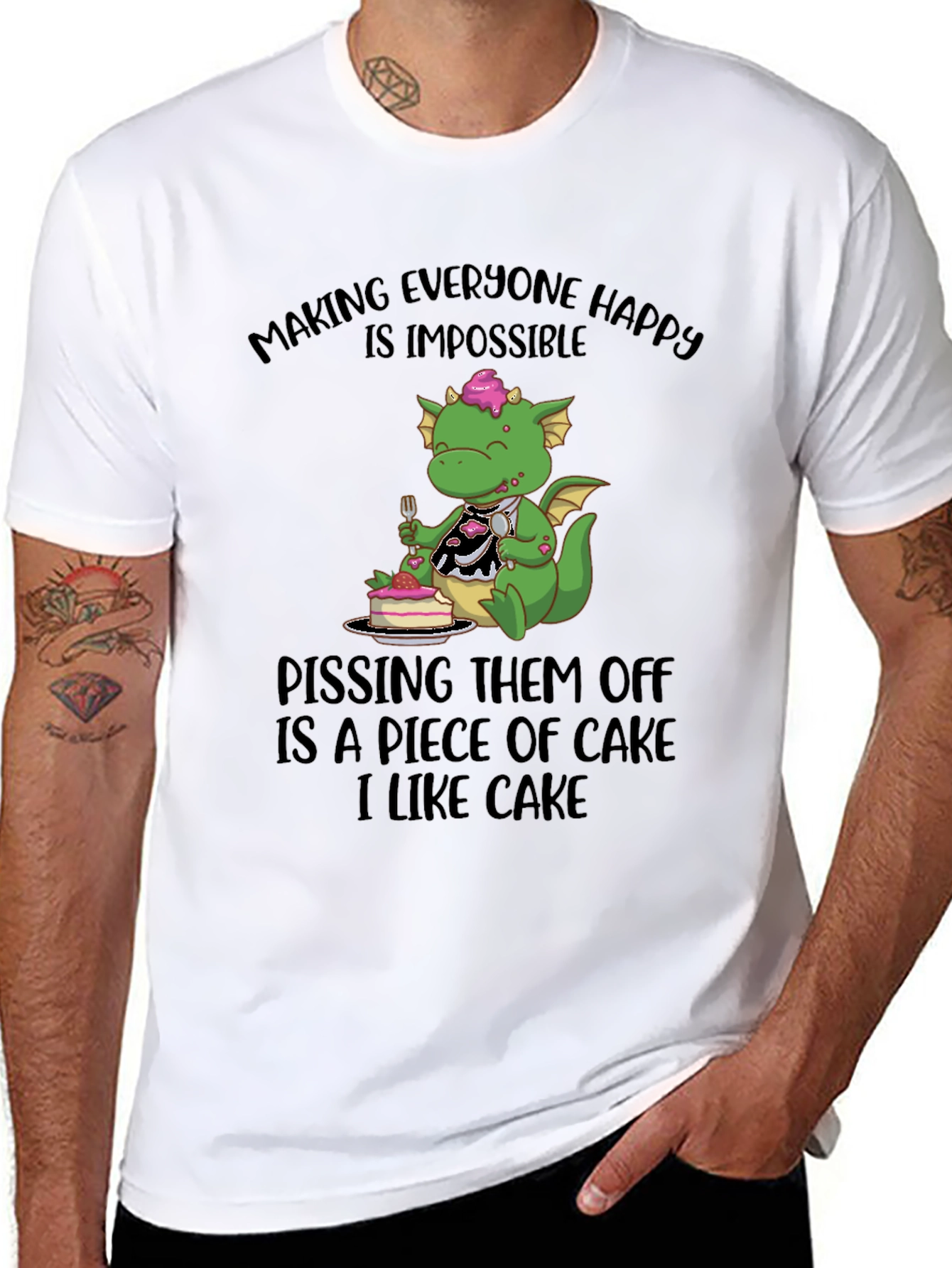 Black Funny Dragon Cake Lover T-Shirt view 8