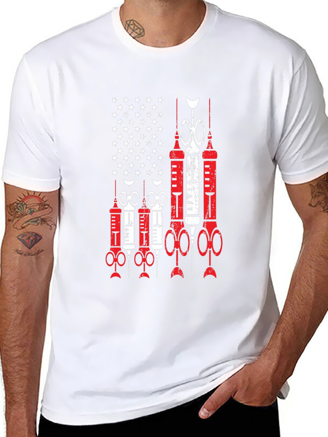 Black Novelty Graphic Tee: Patriotic Vaccine Design view 8