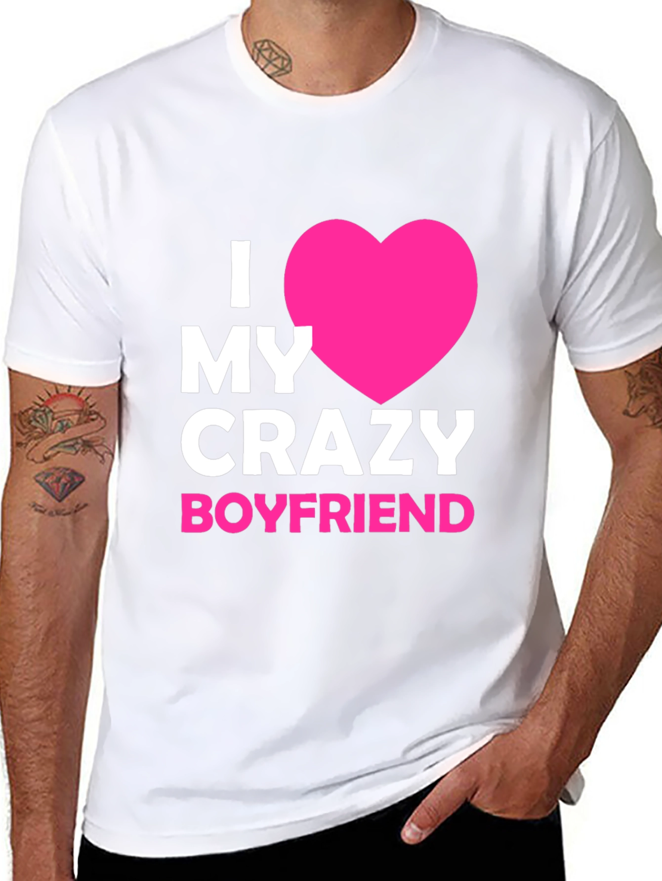 Black I Love My Crazy Boyfriend - Graphic Tee view 8