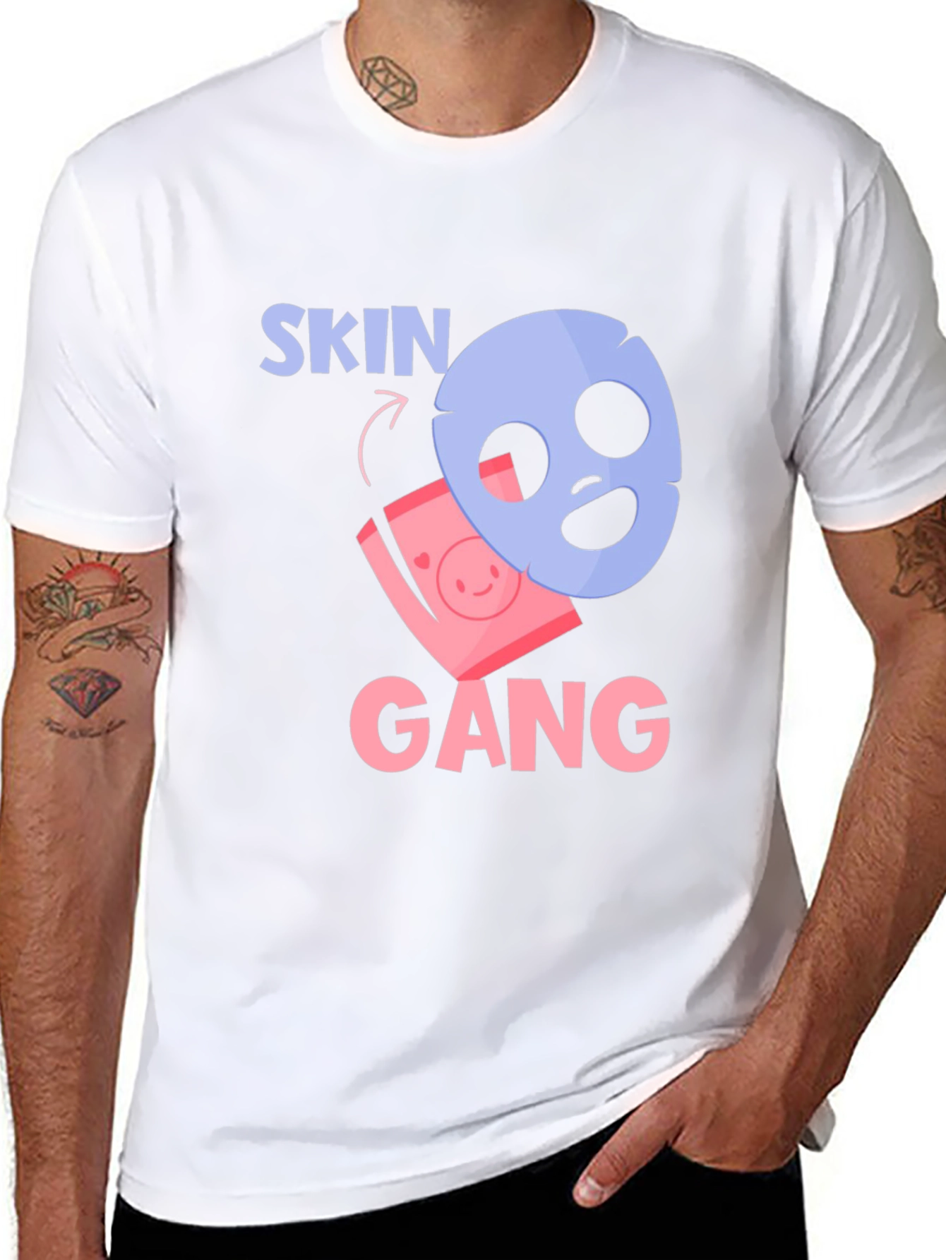 Black Skin Gang T-Shirt - Funny Beauty Mask Tee view 8