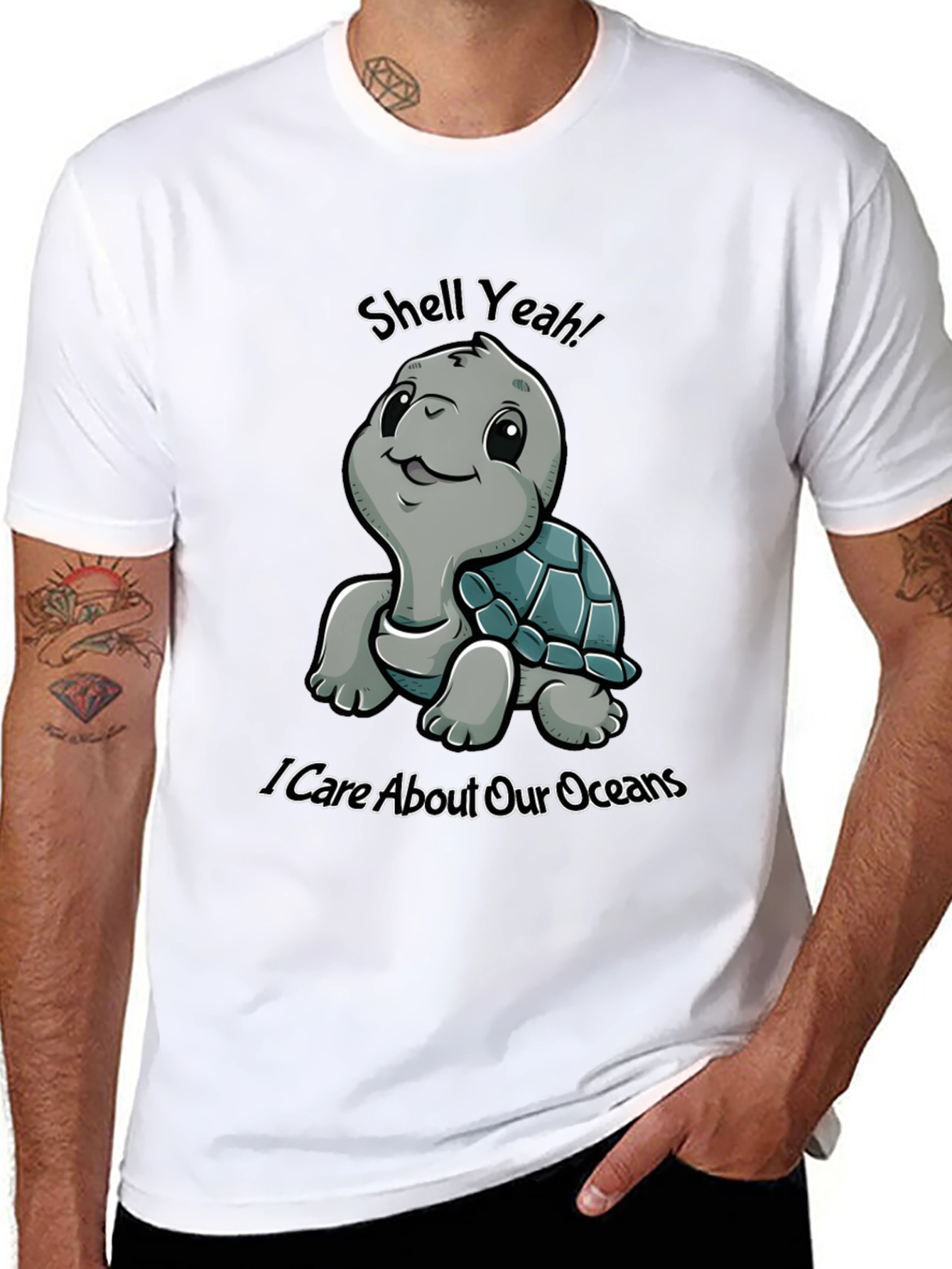 Black Shell Yeah! Ocean Conservation Graphic T-Shirt view 8