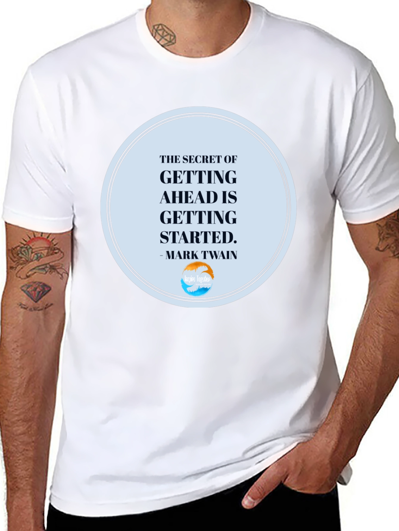 Black Inspirational T-Shirt: "Getting Ahead" Quote view 8