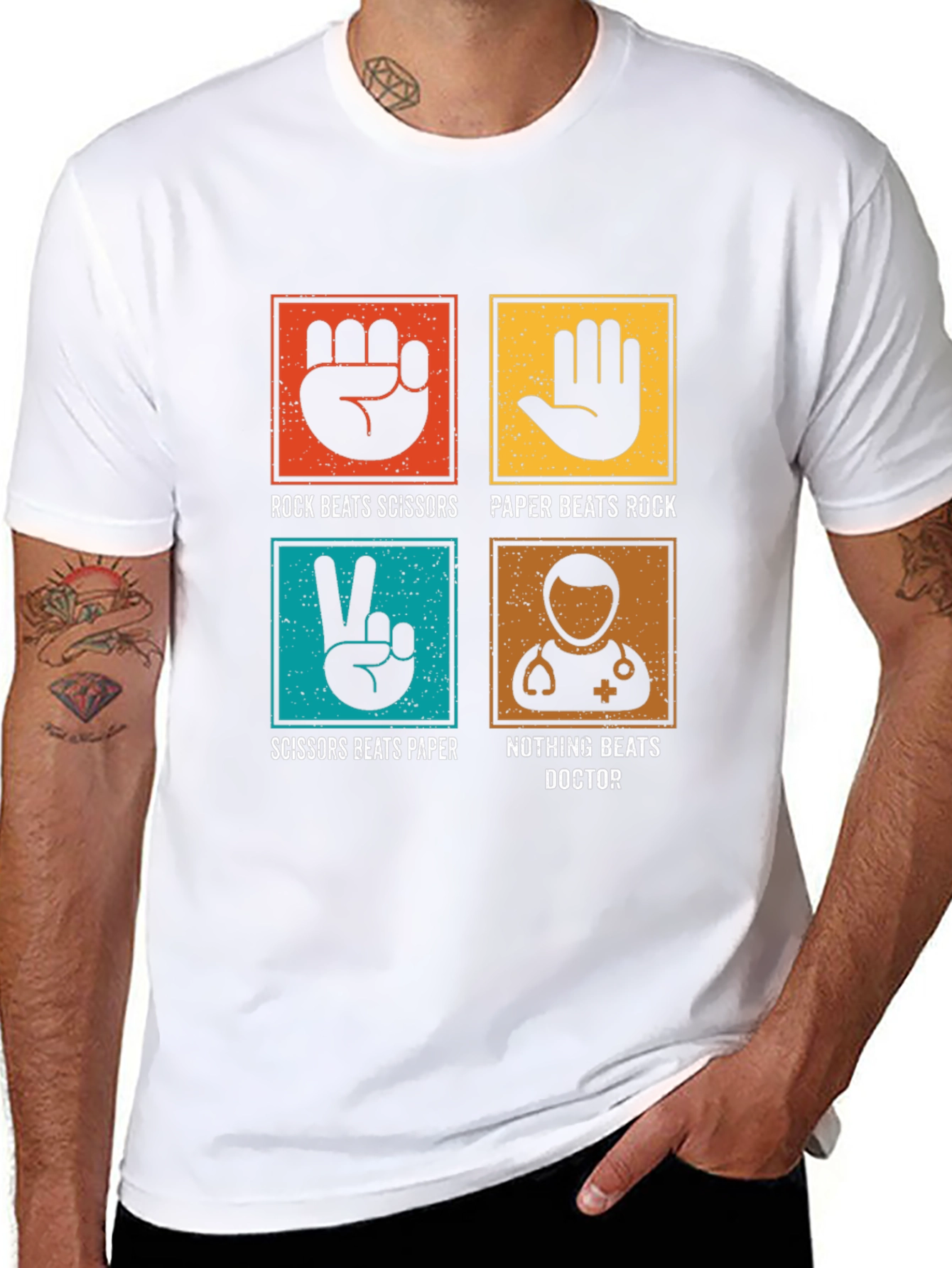 Black Rock Paper Scissors Doctor Tee - Funny Medical T-Shirt view 8