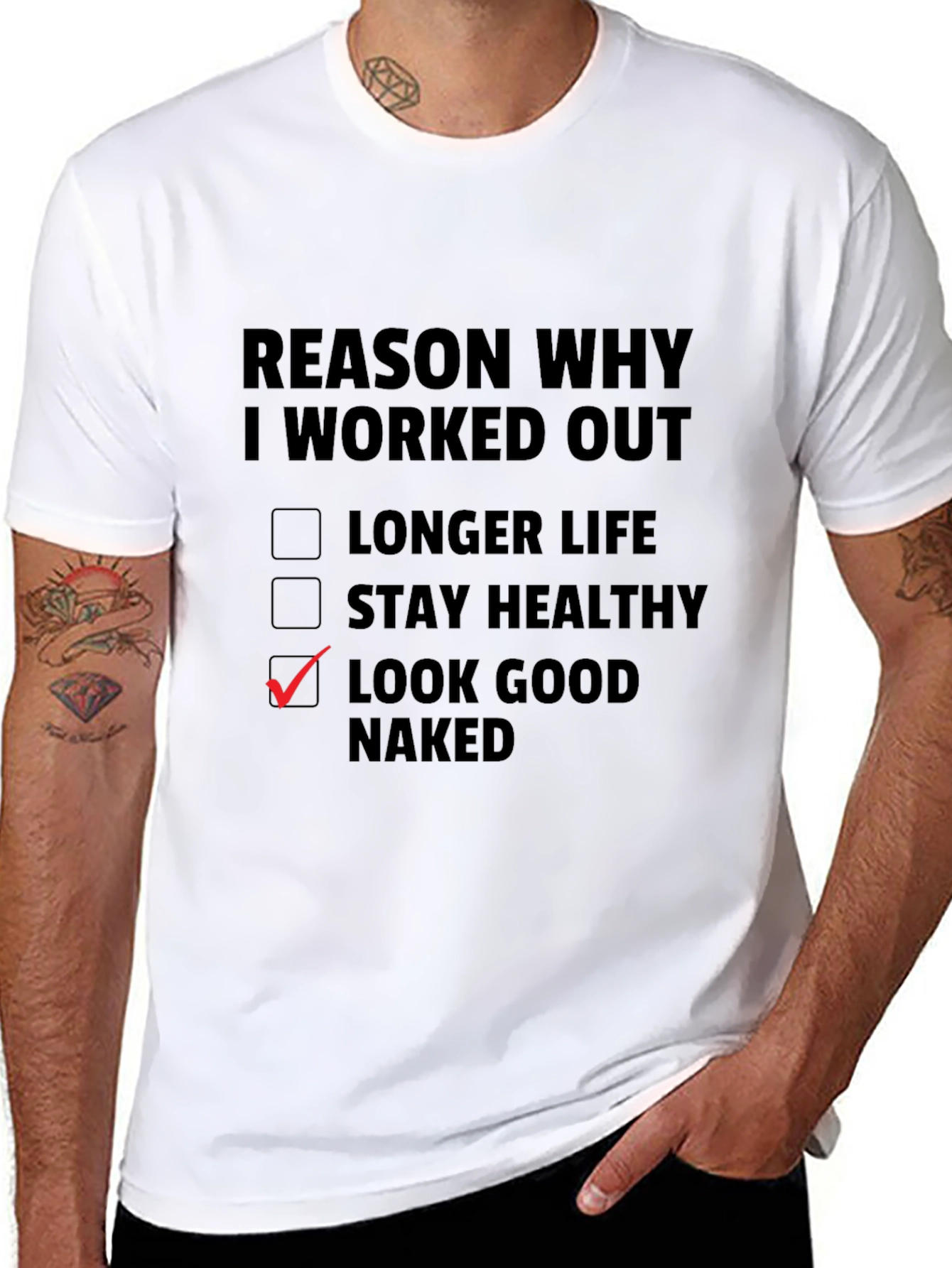 Black Reason Why I Workout Funny T-Shirt view 8