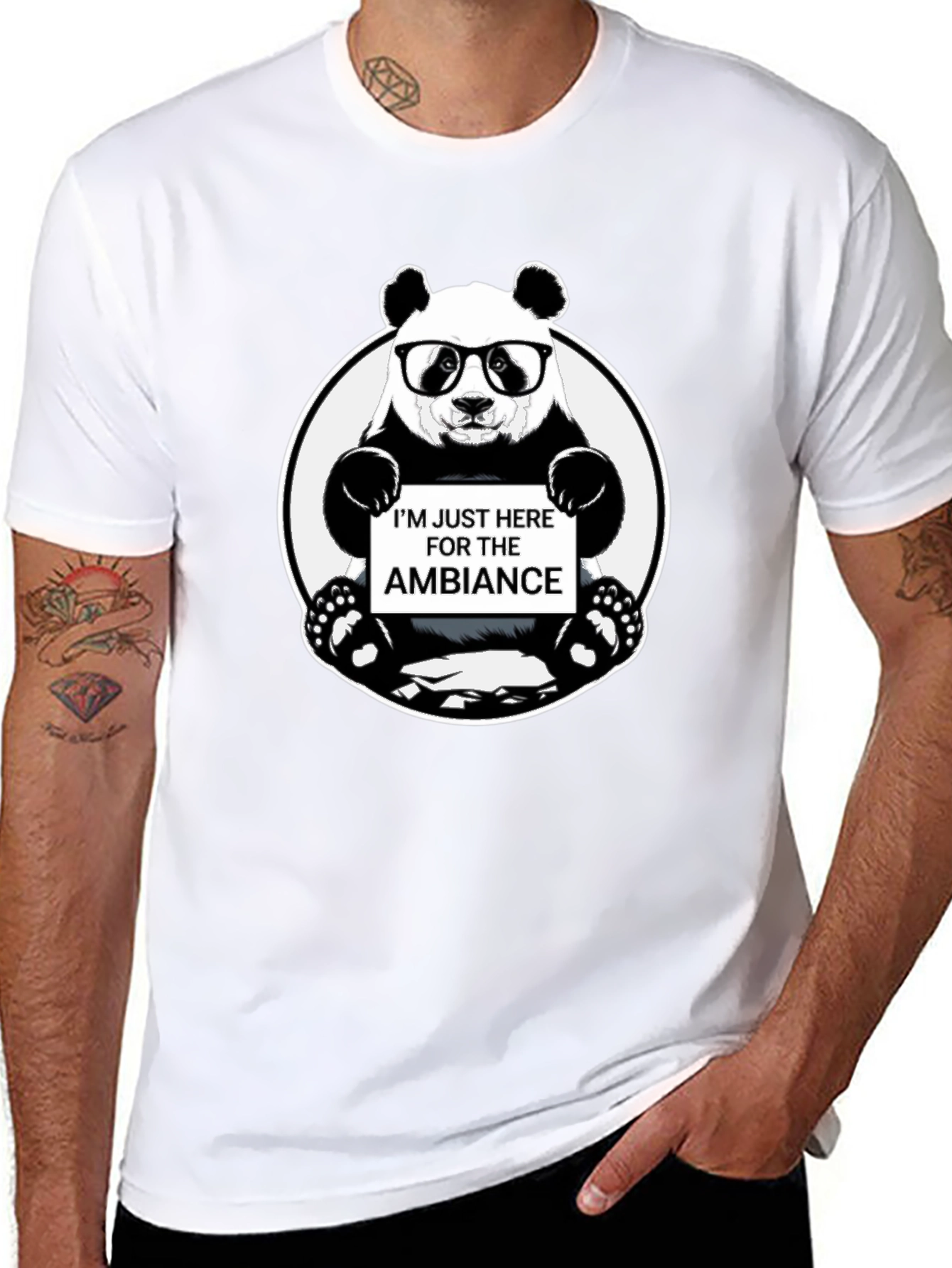 Black Funny Panda 'Ambiance' Graphic Print Black T-Shirt view 8