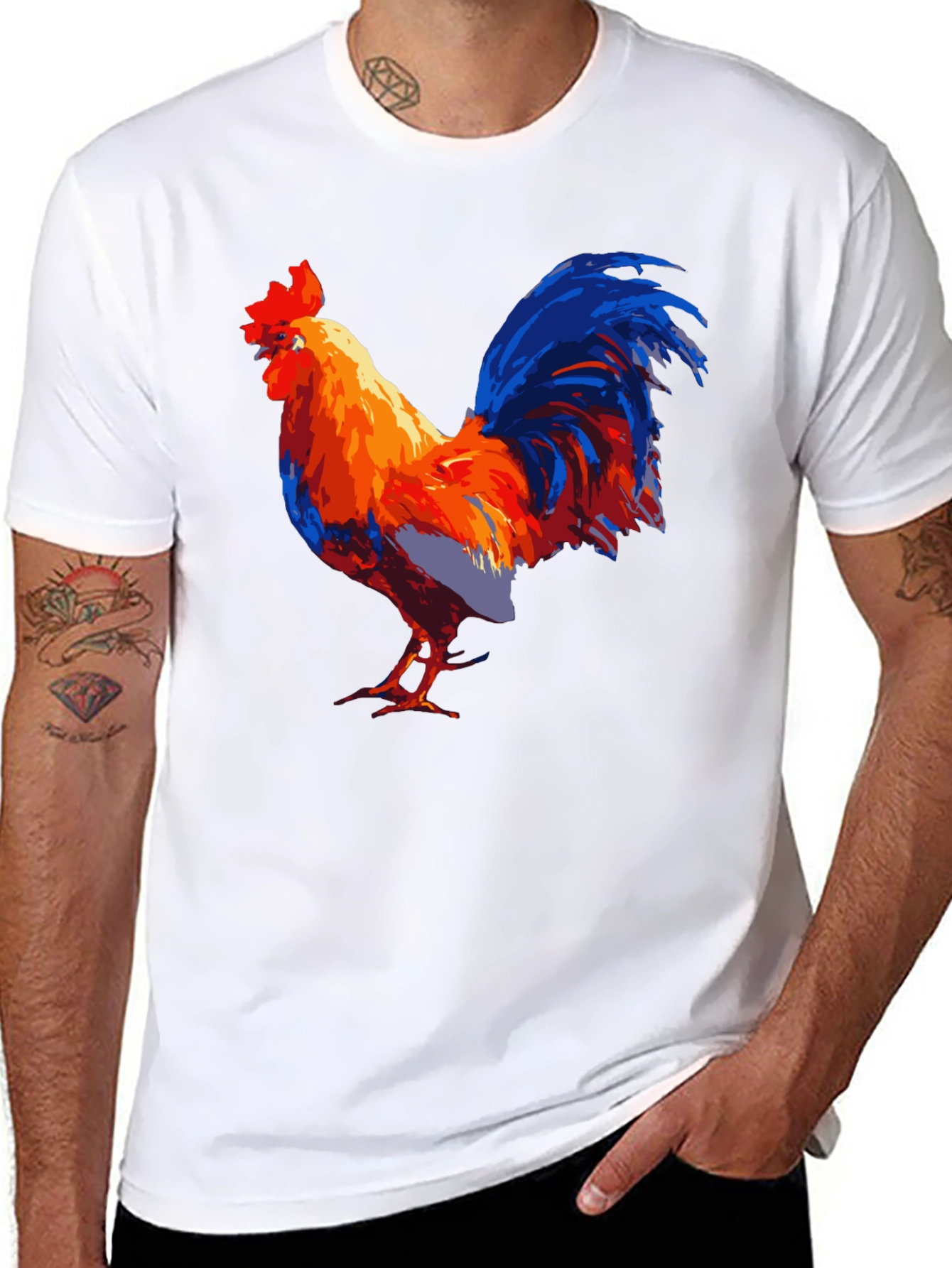 Black Bold Rooster Graphic Tee - Men's Black T-Shirt view 8