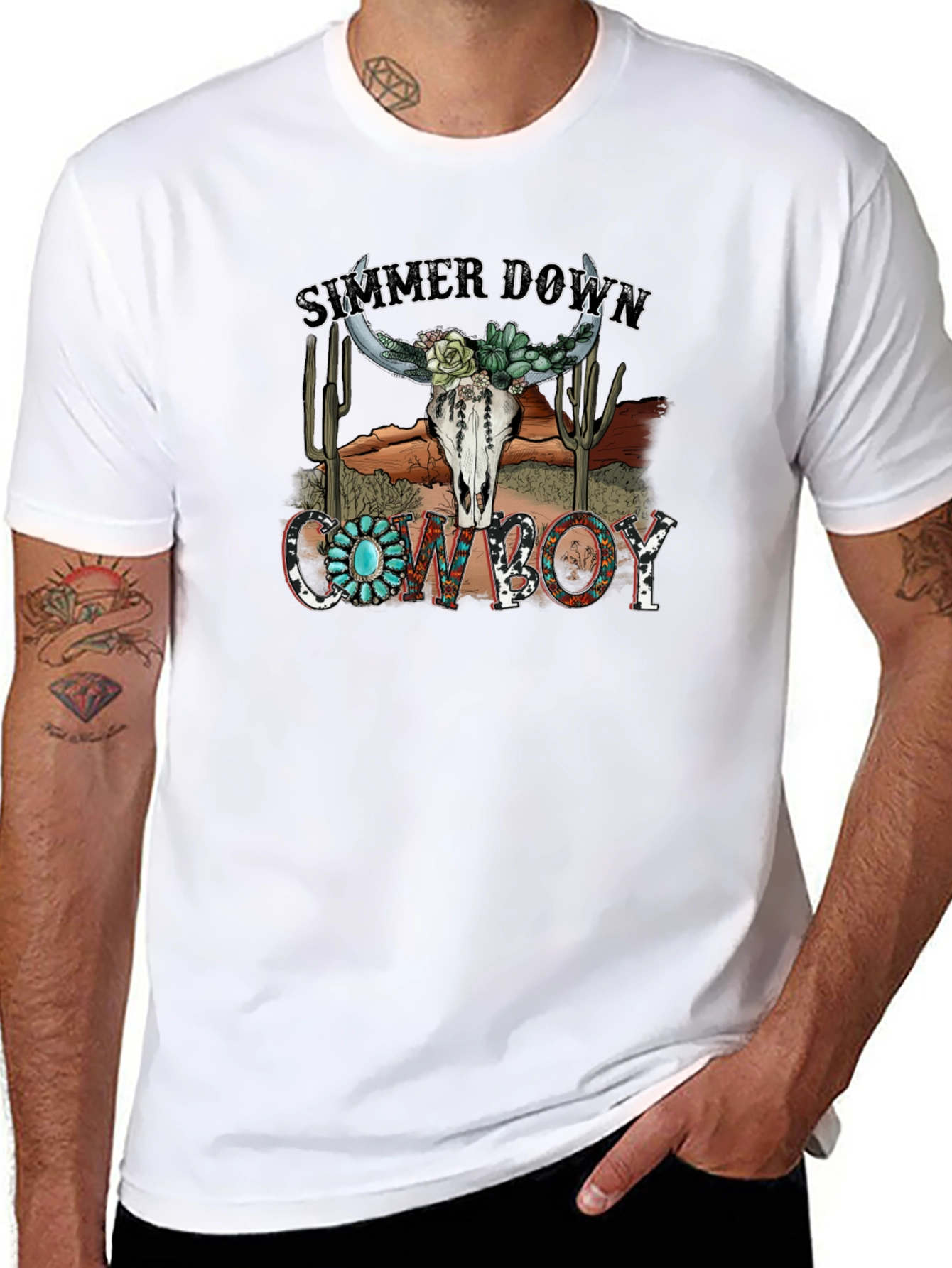 Black Summer Down Cowboy Graphic Tee view 8