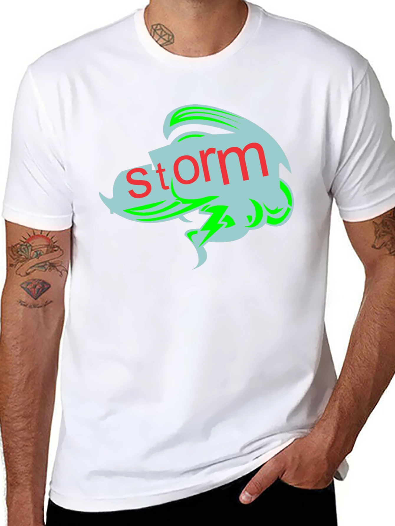 Black Storm Graphic Tee - Black Cotton T-Shirt view 8