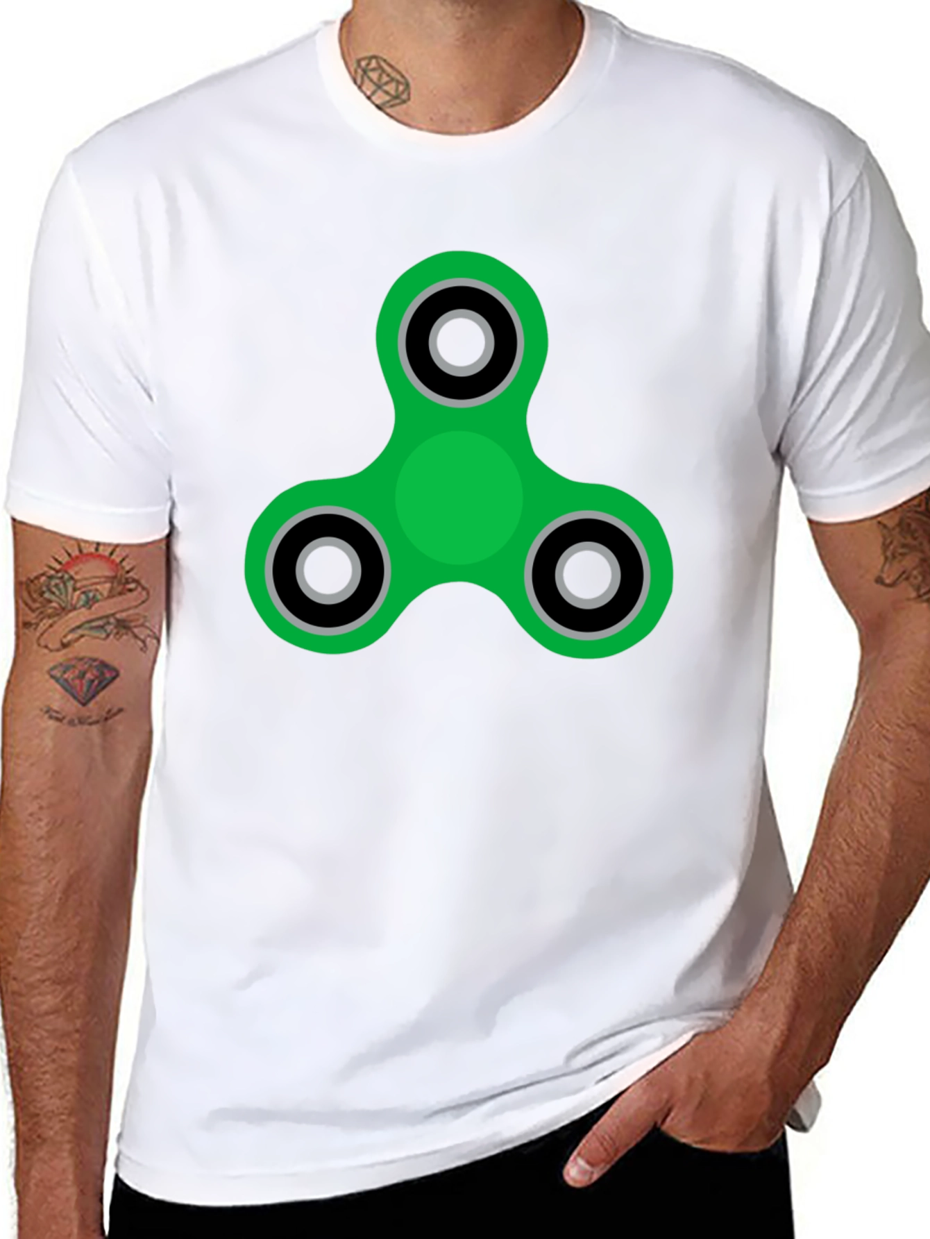 Black Fidget Spinner Graphic Tee - Black Cotton Blend view 8