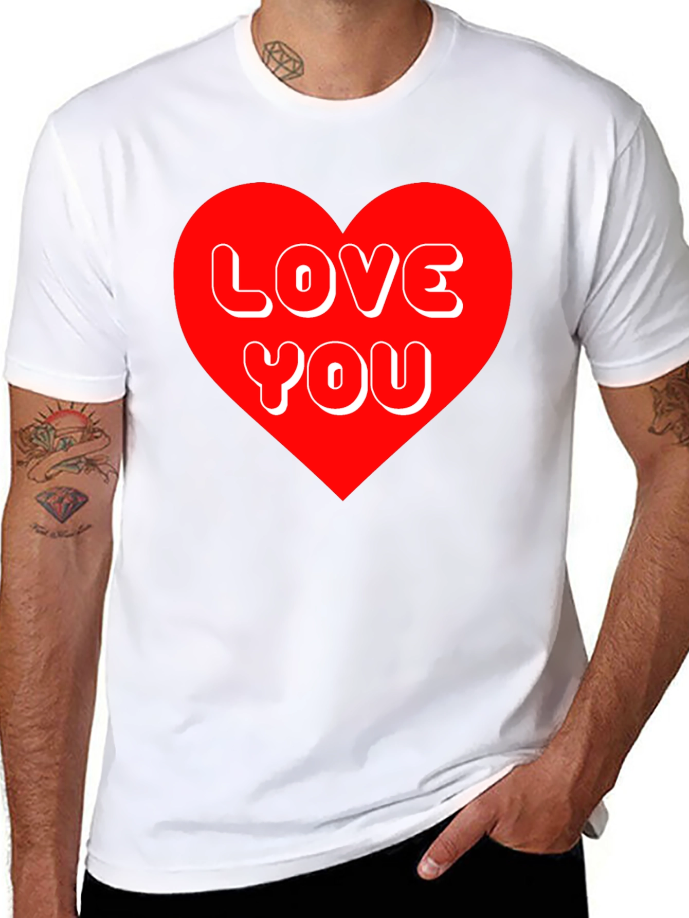 Black Love You Heart Graphic Tee - Black view 8